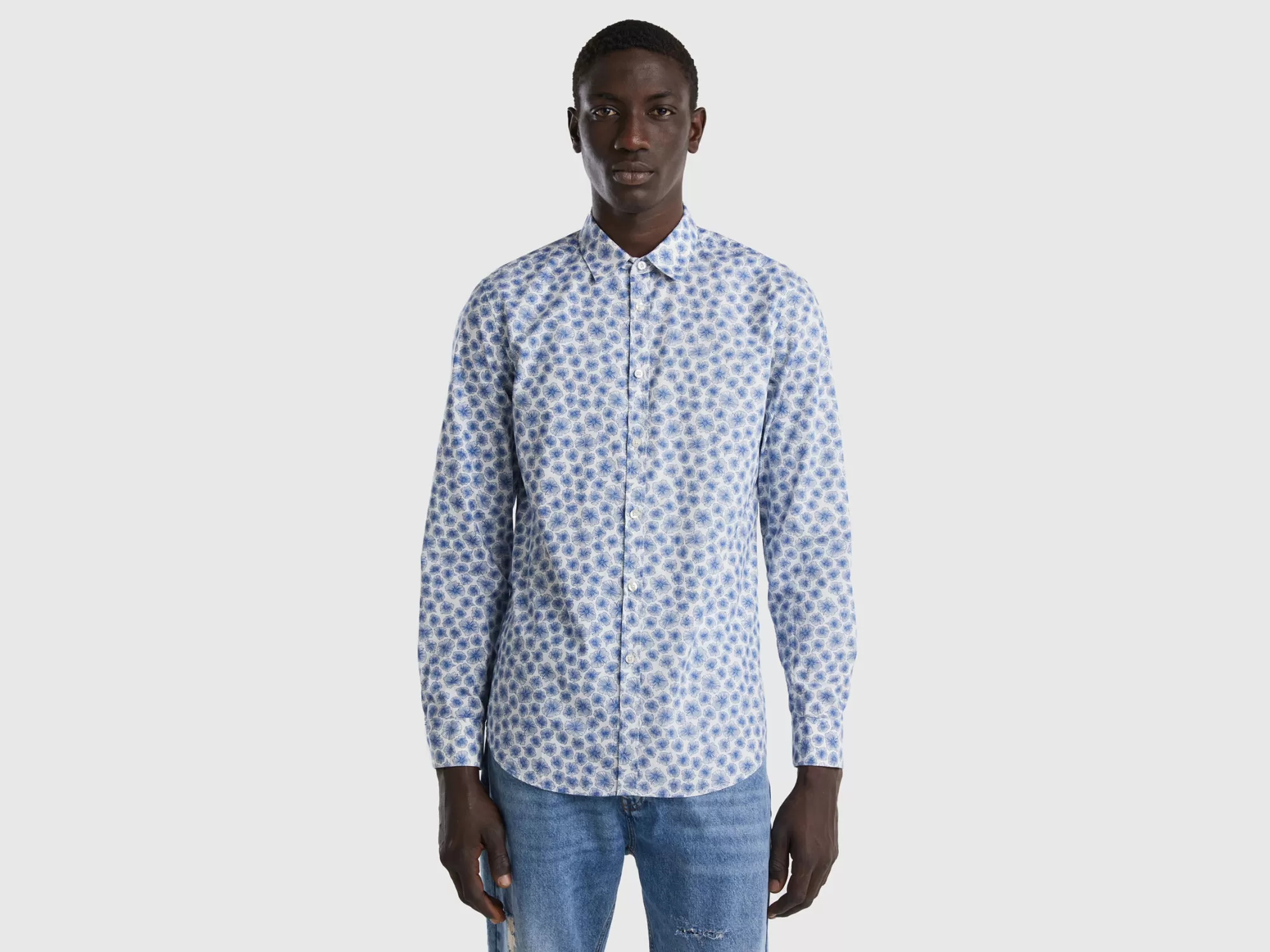 Benetton Camisa Estampada Slim Fit-Hombre Camisas