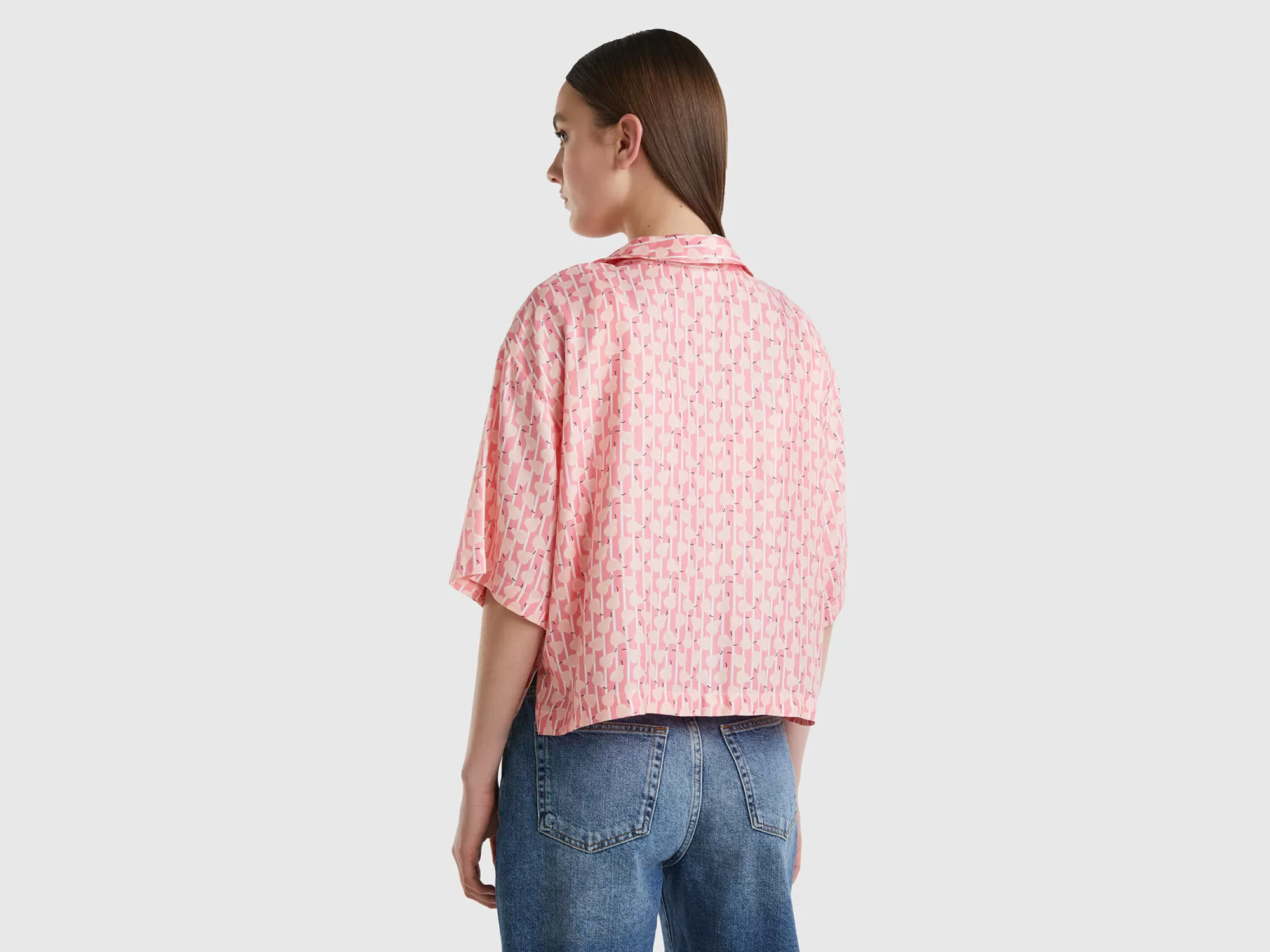 Benetton Camisa Fluida Con Estampado De Peras-Mujer Camisas Y Blusas