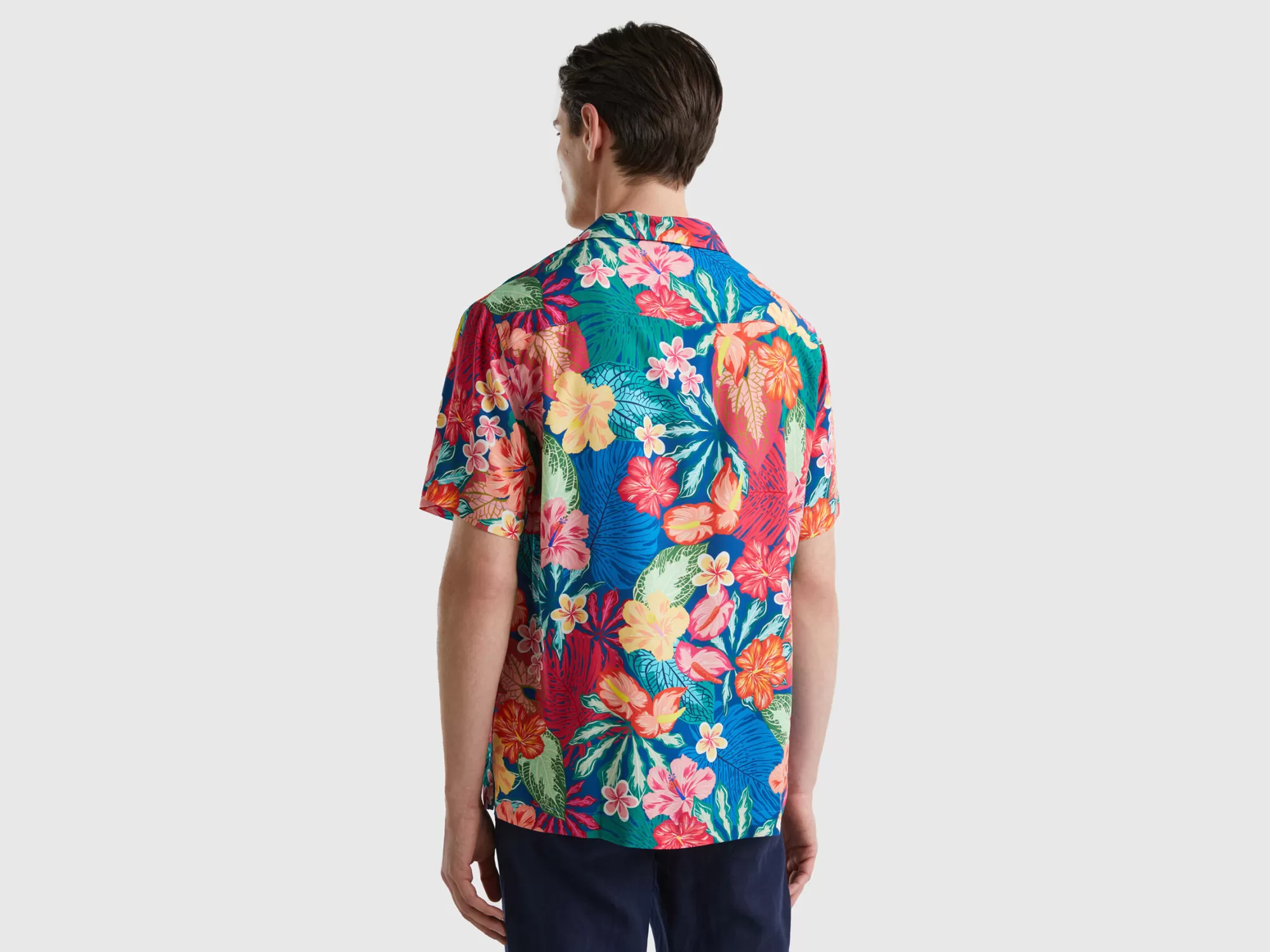 Benetton Camisa Fluida Con Estampado Floral-Hombre Camisas