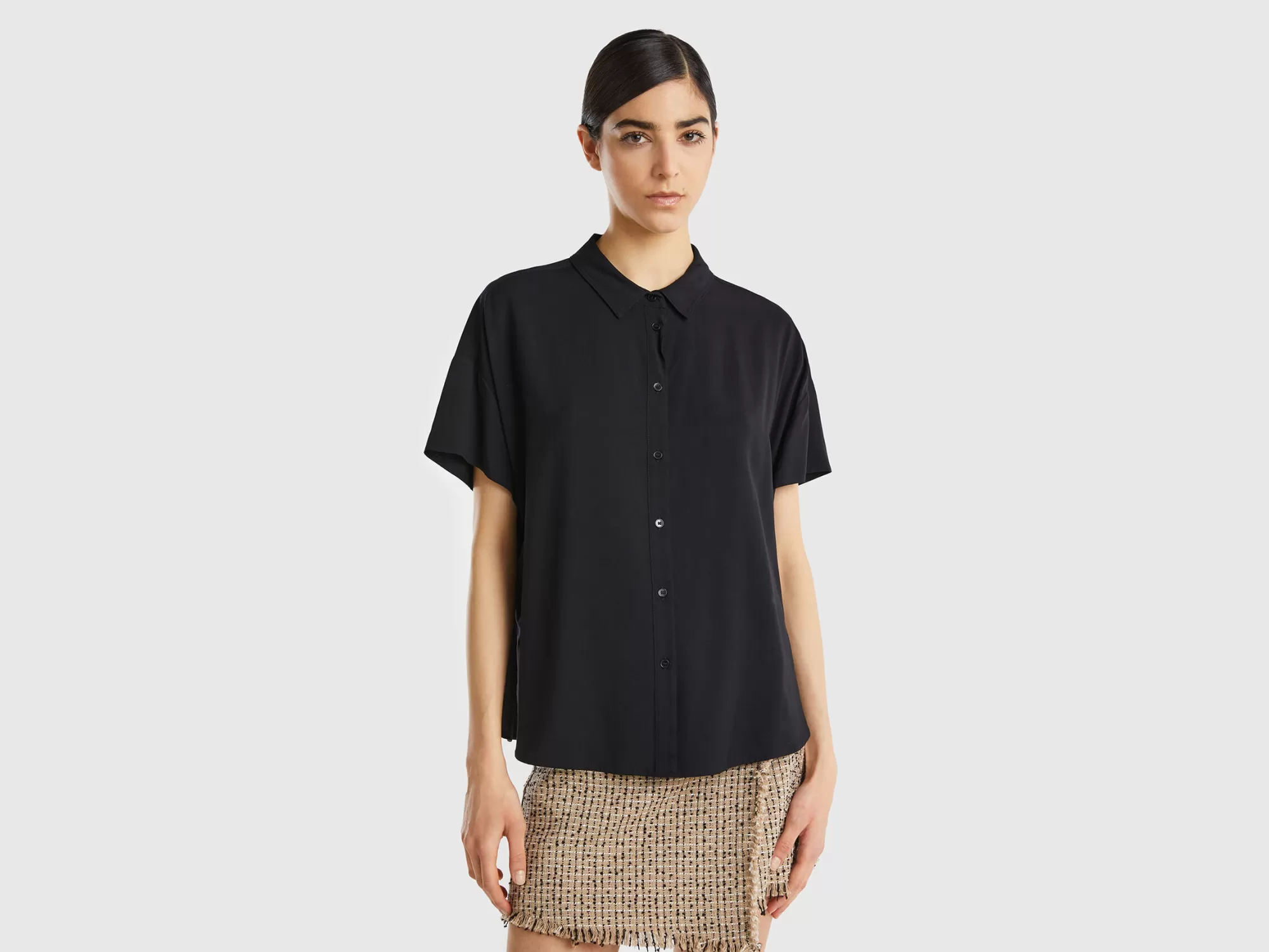 Benetton Camisa Fluida De Viscosa Sostenible-Mujer Camisas Y Blusas