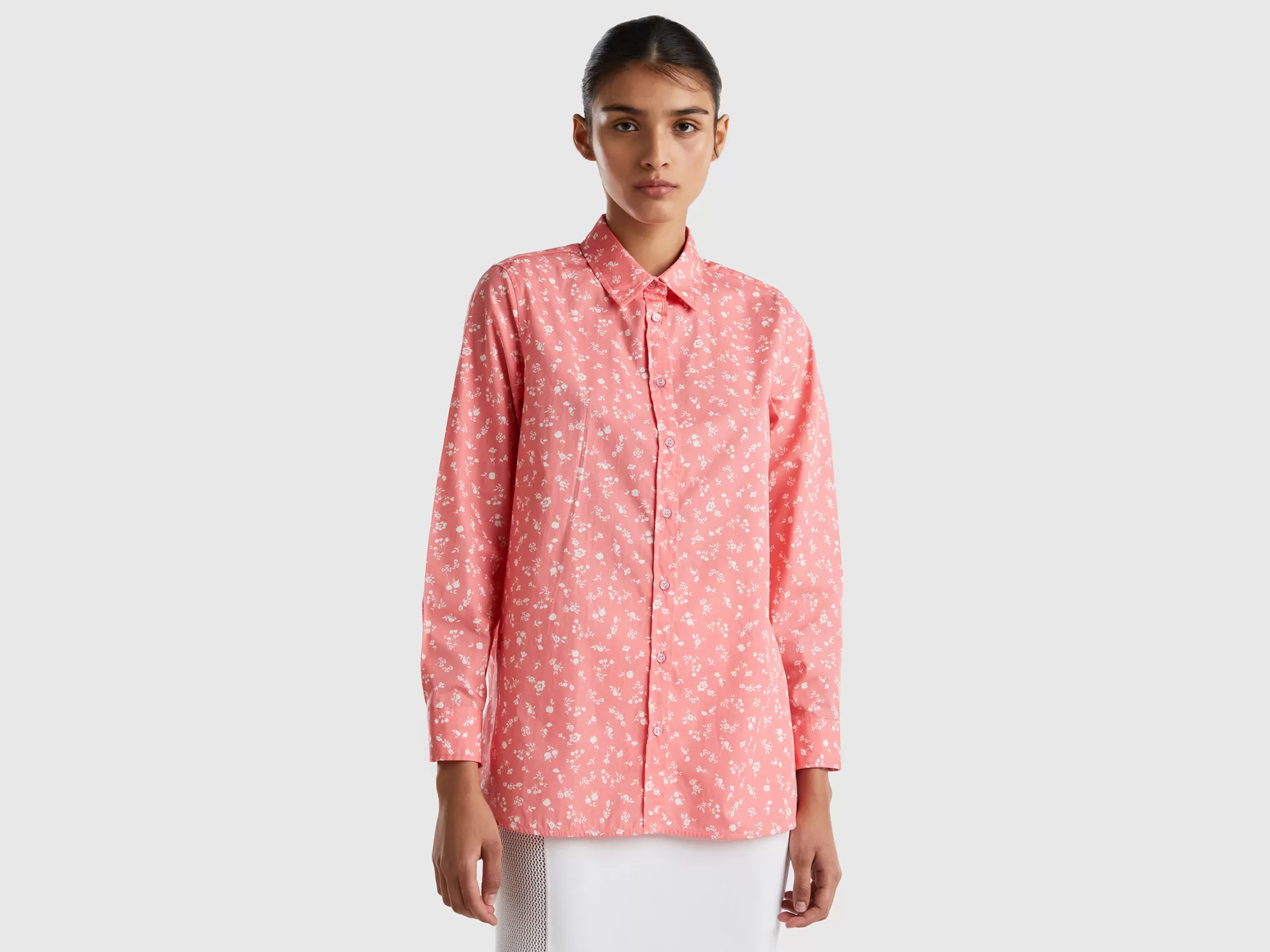 Benetton Camisa Holgada Estampada-Mujer Camisas Y Blusas