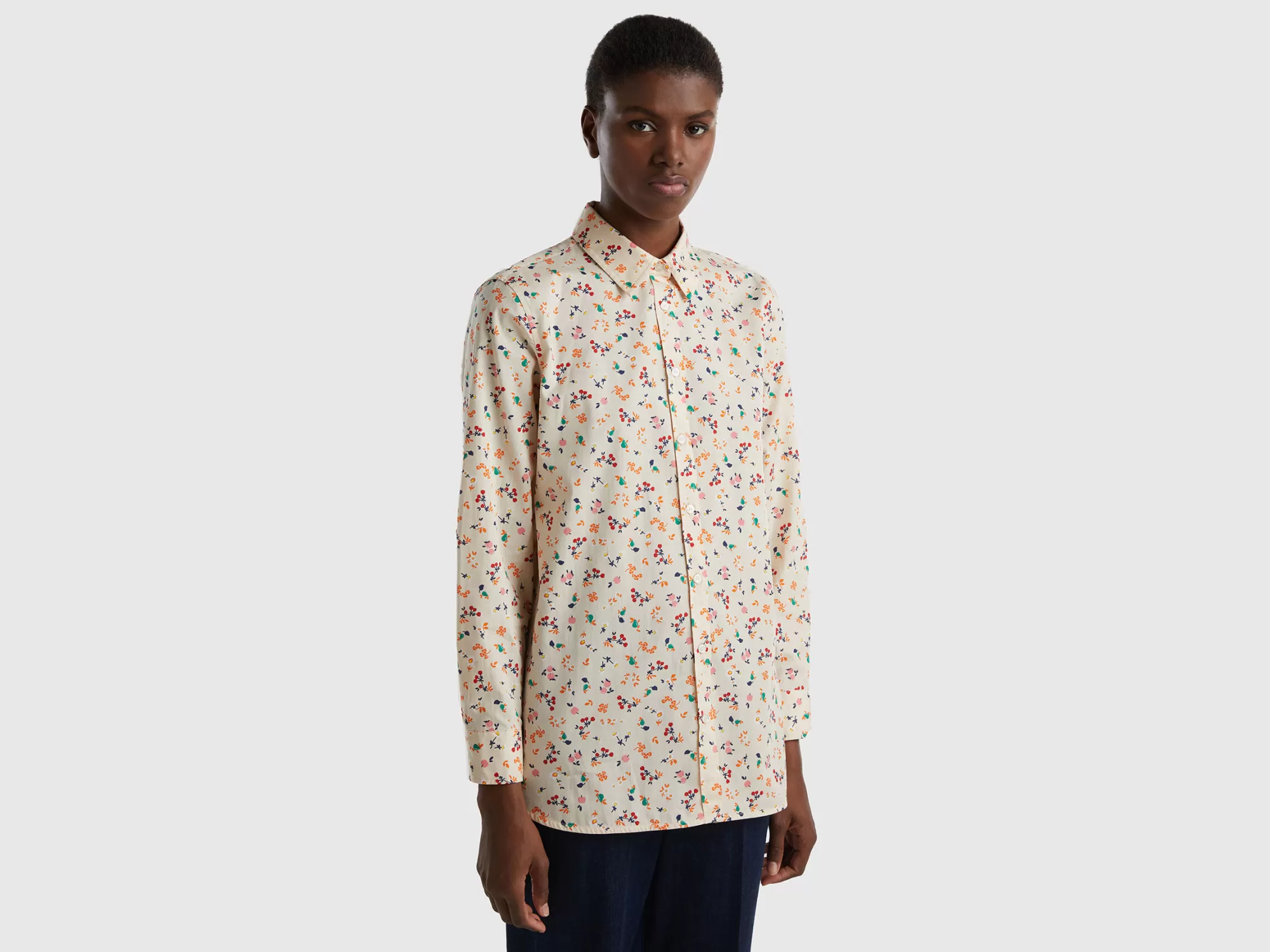 Benetton Camisa Holgada Estampada-Mujer Camisas Y Blusas