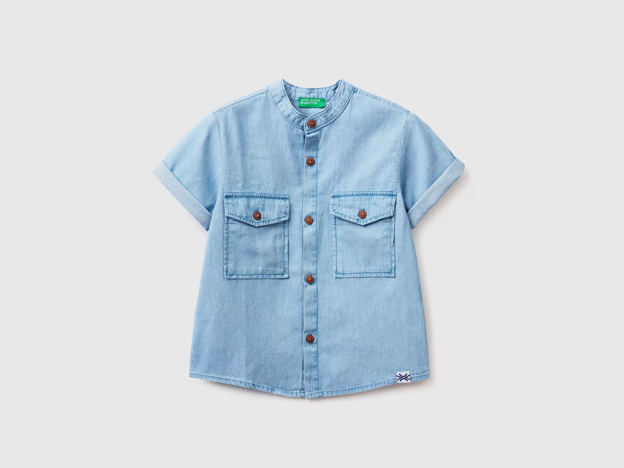 Benetton Camisa Ligera De Cambray-Niños Camisetas Y Camisas