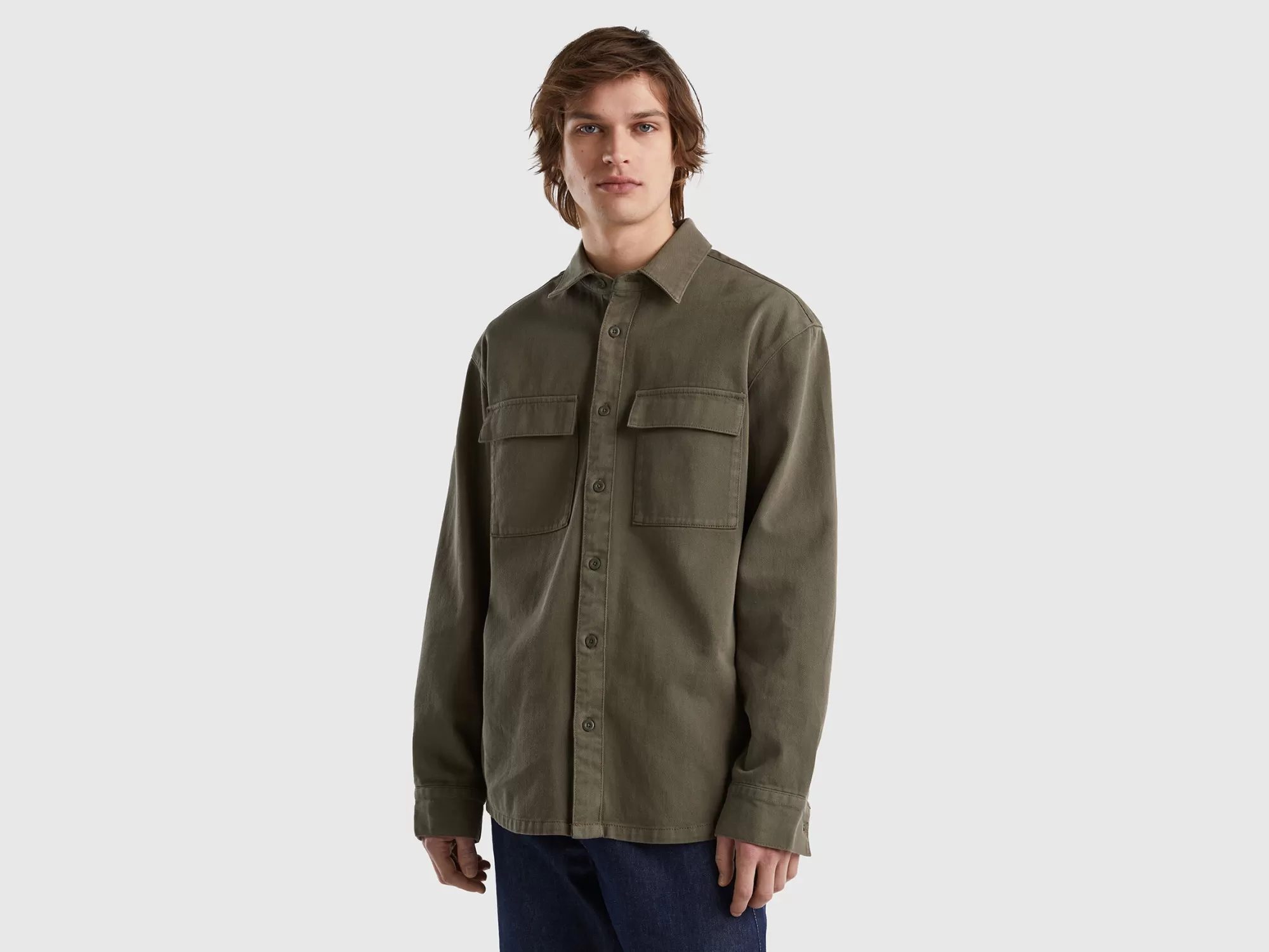 Benetton Camisa Oversize Con Bolsillos-Hombre Camisas