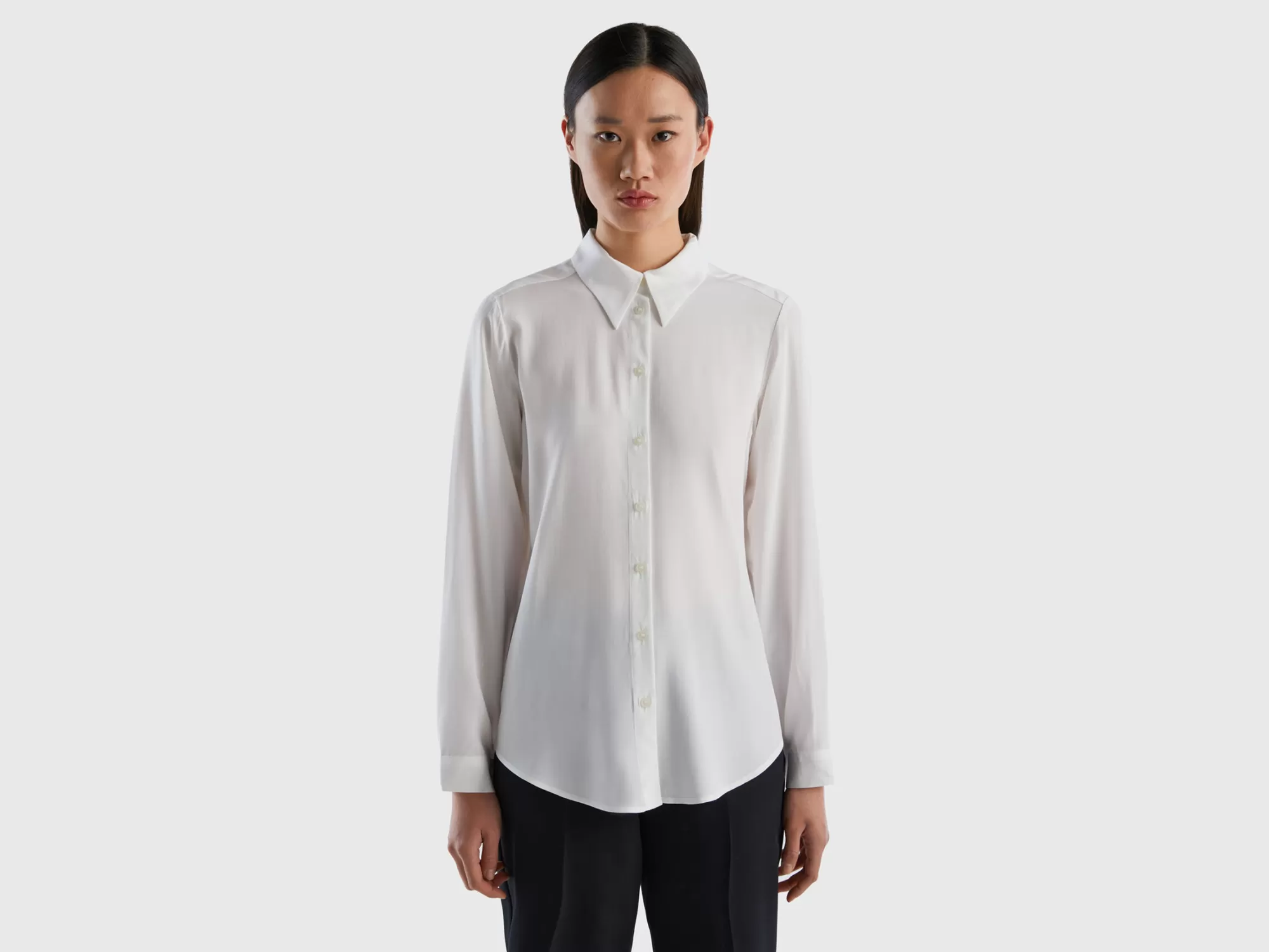 Benetton Camisa Regular Fit De Viscosa Sostenible-Mujer Camisas Y Blusas