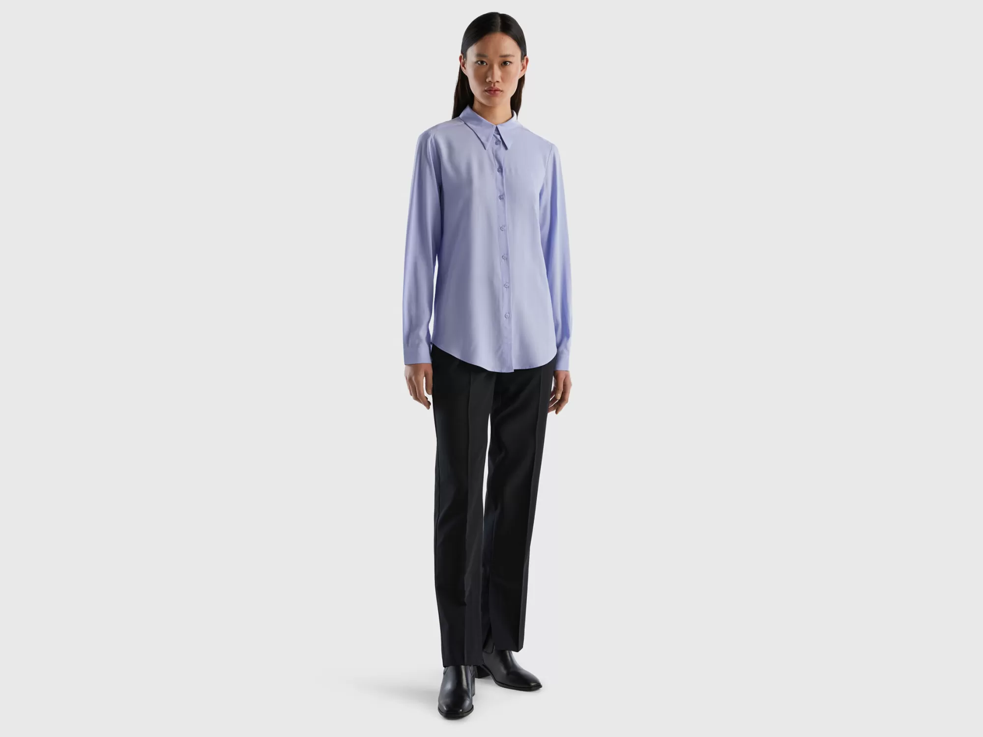 Benetton Camisa Regular Fit De Viscosa Sostenible-Mujer Camisas Y Blusas