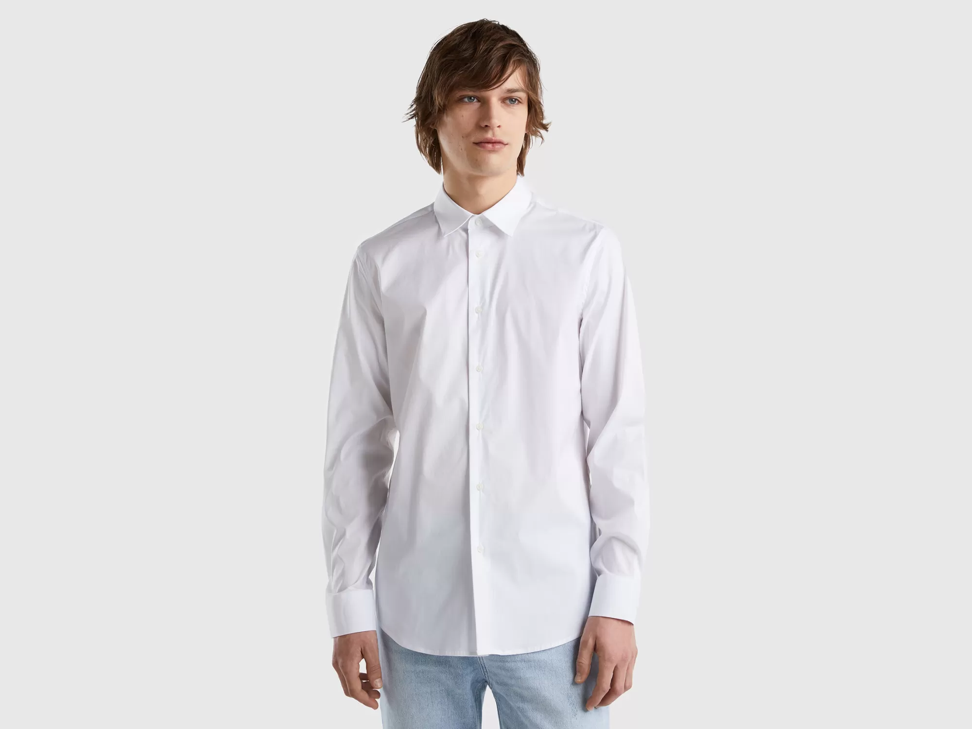 Benetton Camisa Slim Fit Lisa-Hombre Camisas