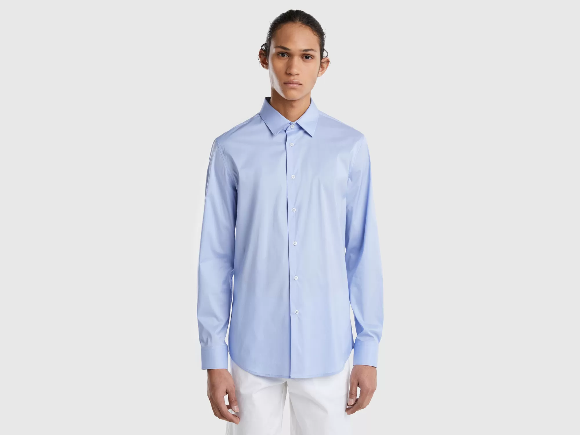 Benetton Camisa Slim Fit Lisa-Hombre Camisas