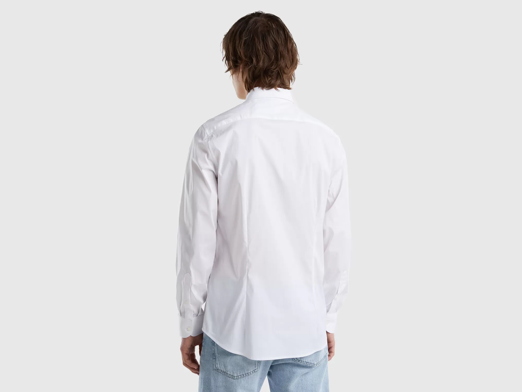 Benetton Camisa Slim Fit Lisa-Hombre Camisas