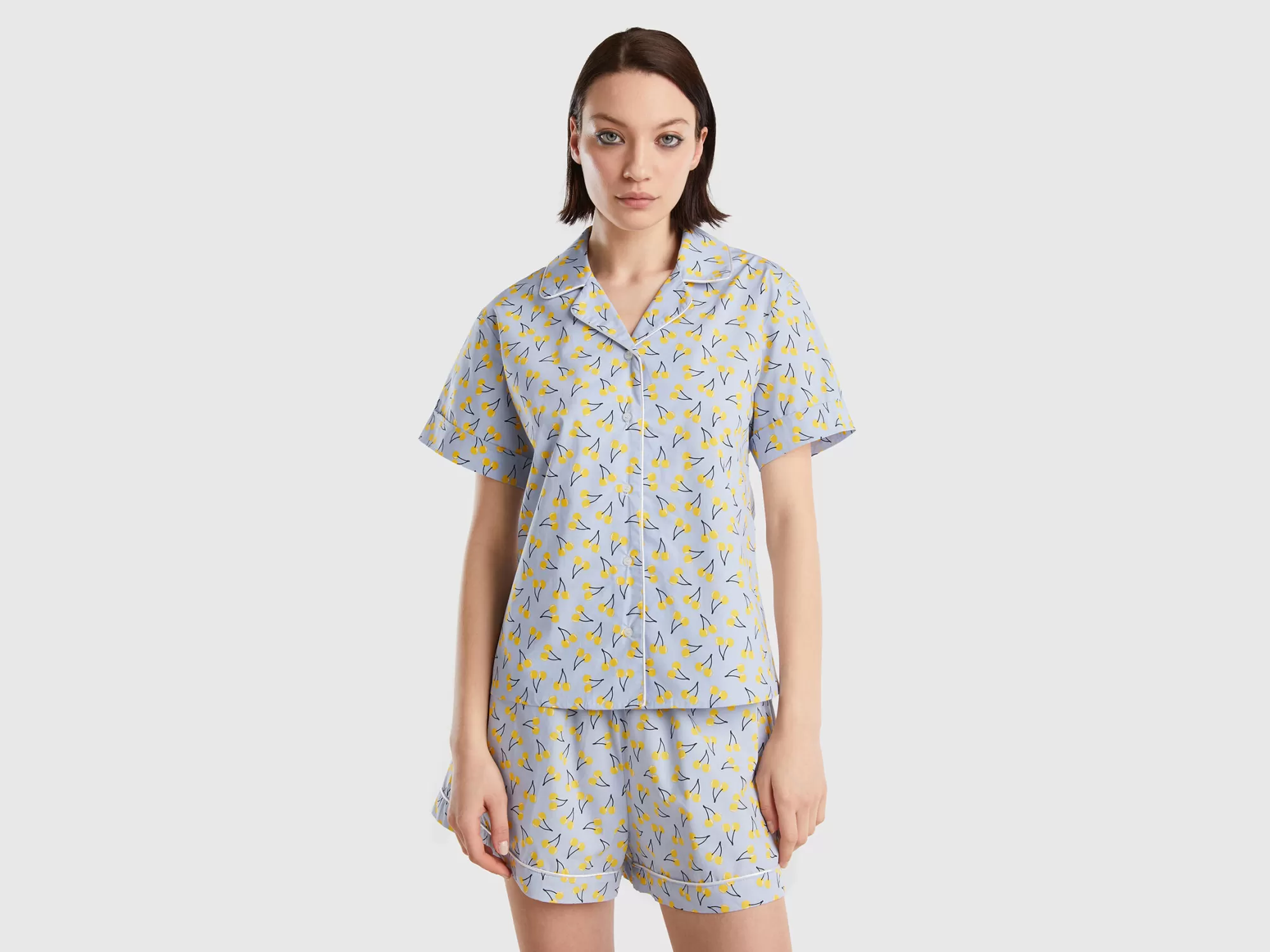 Benetton Camisaclaro Con Estampado De Cerezas-Mujer Camisas Y Blusas