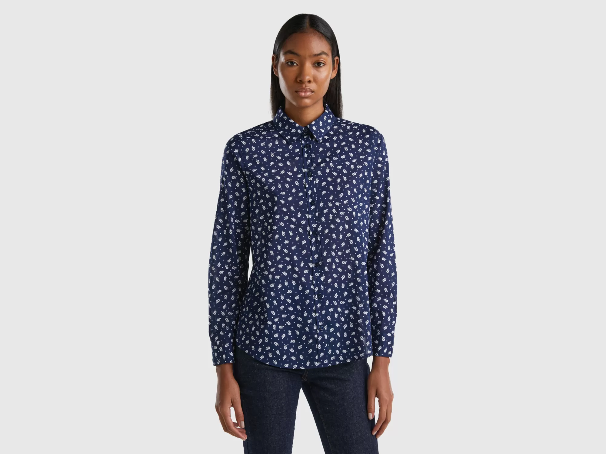 Benetton Camisade Flores-Mujer Camisas Y Blusas