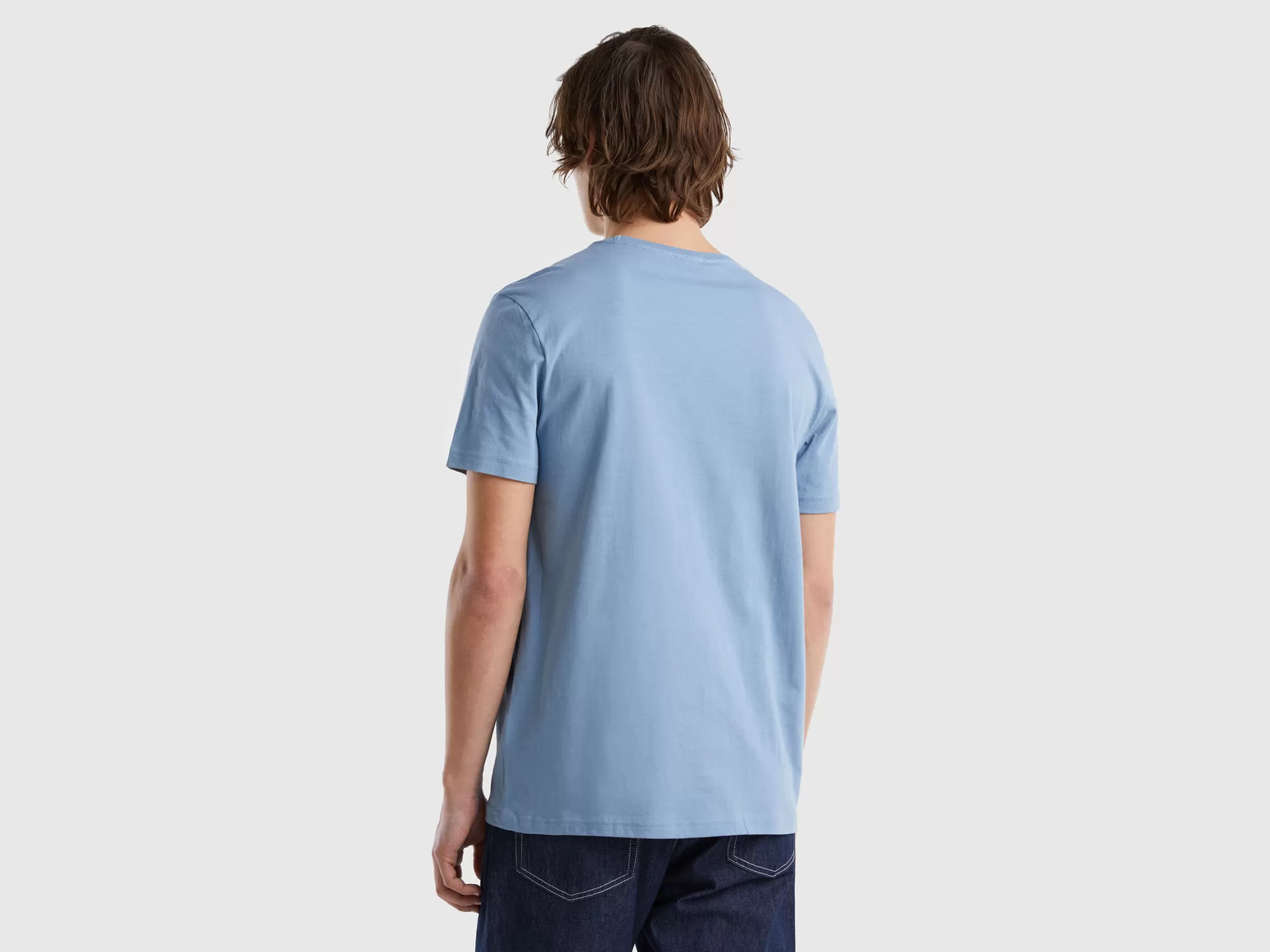 Benetton Camiseta Azul Air Force-Hombre Camisetas