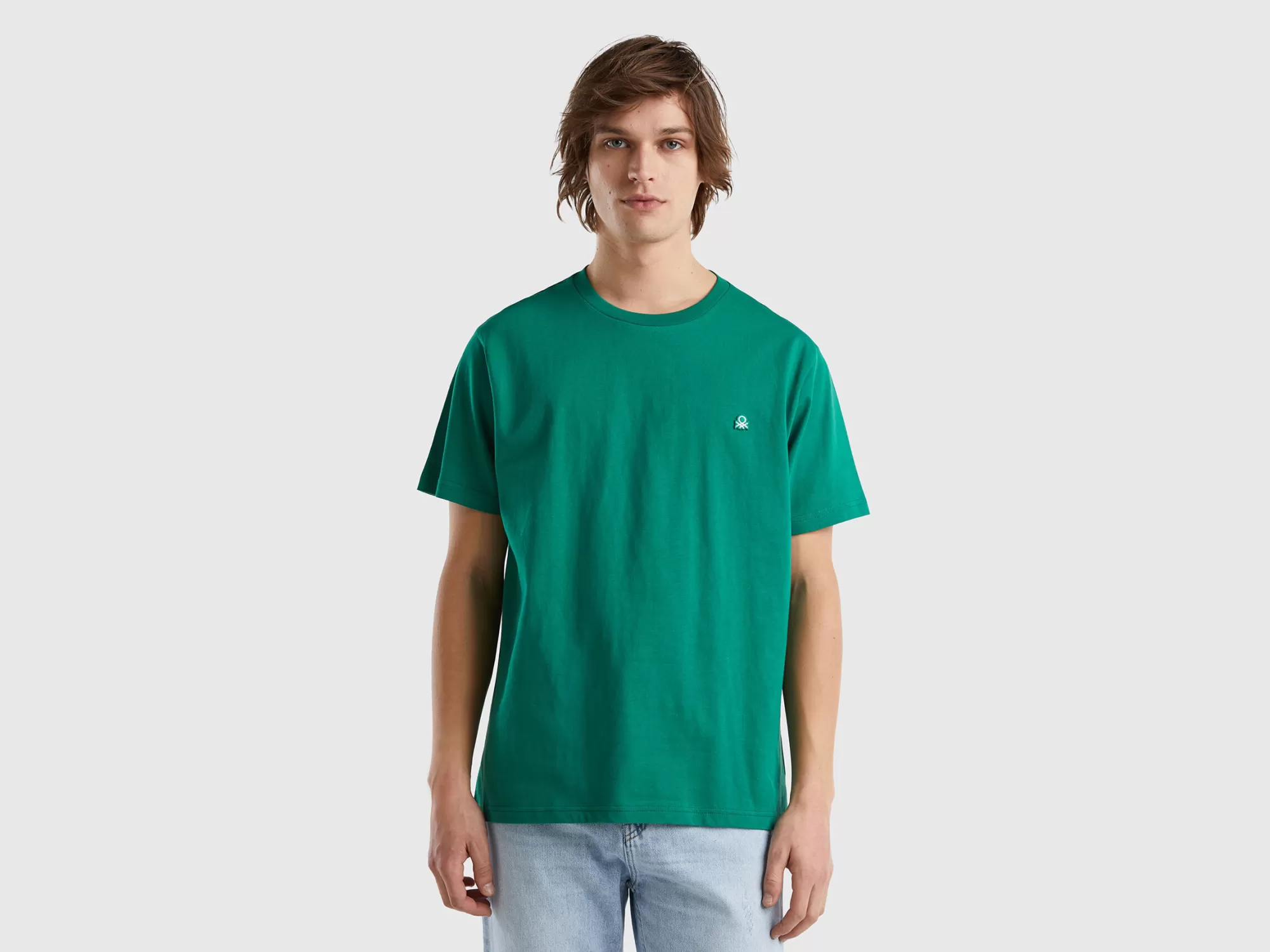 Benetton Camiseta Basica De 100 % Algodón Organico-Hombre Camisetas