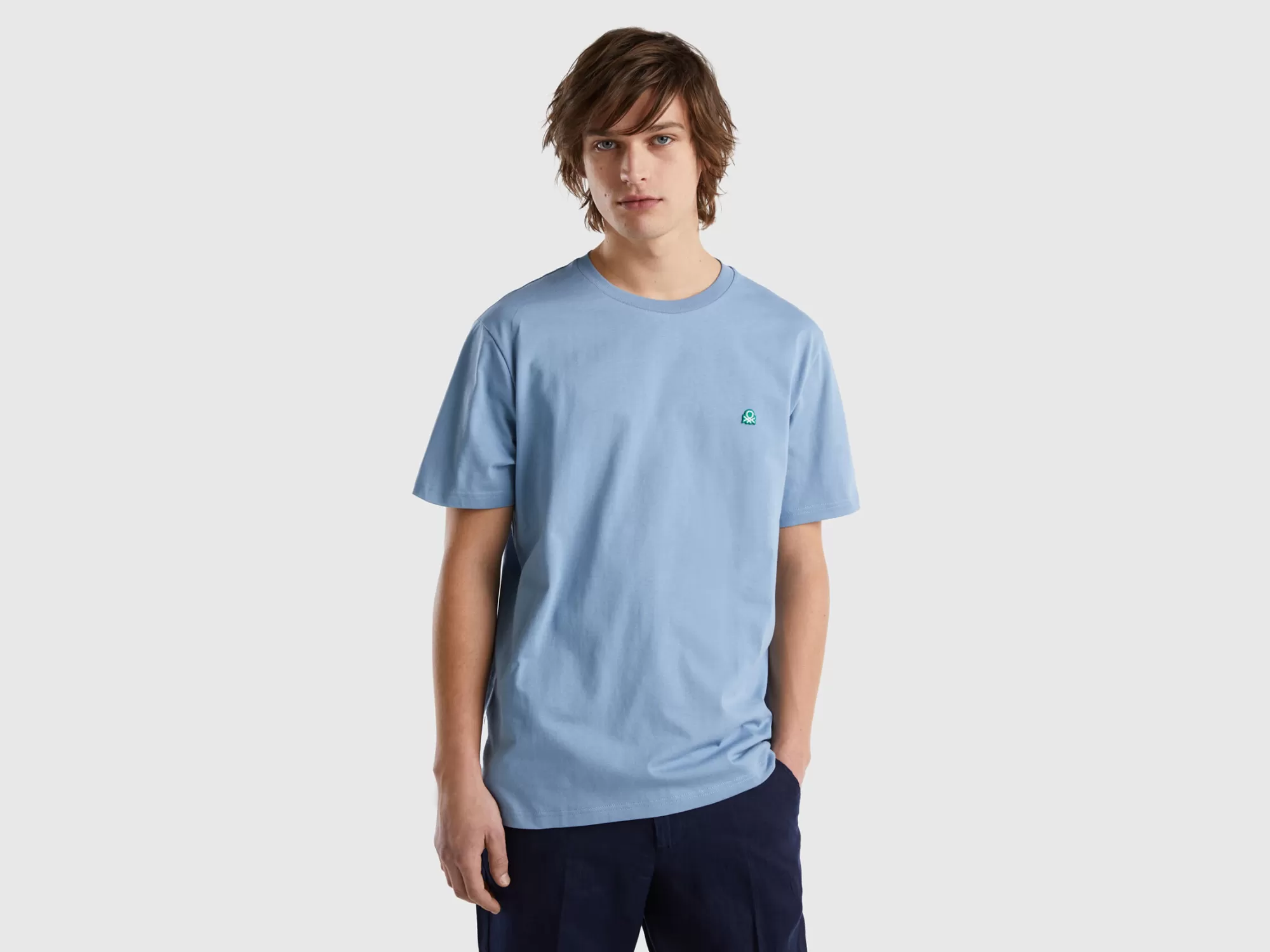 Benetton Camiseta Basica De 100 % Algodón Organico-Hombre Camisetas