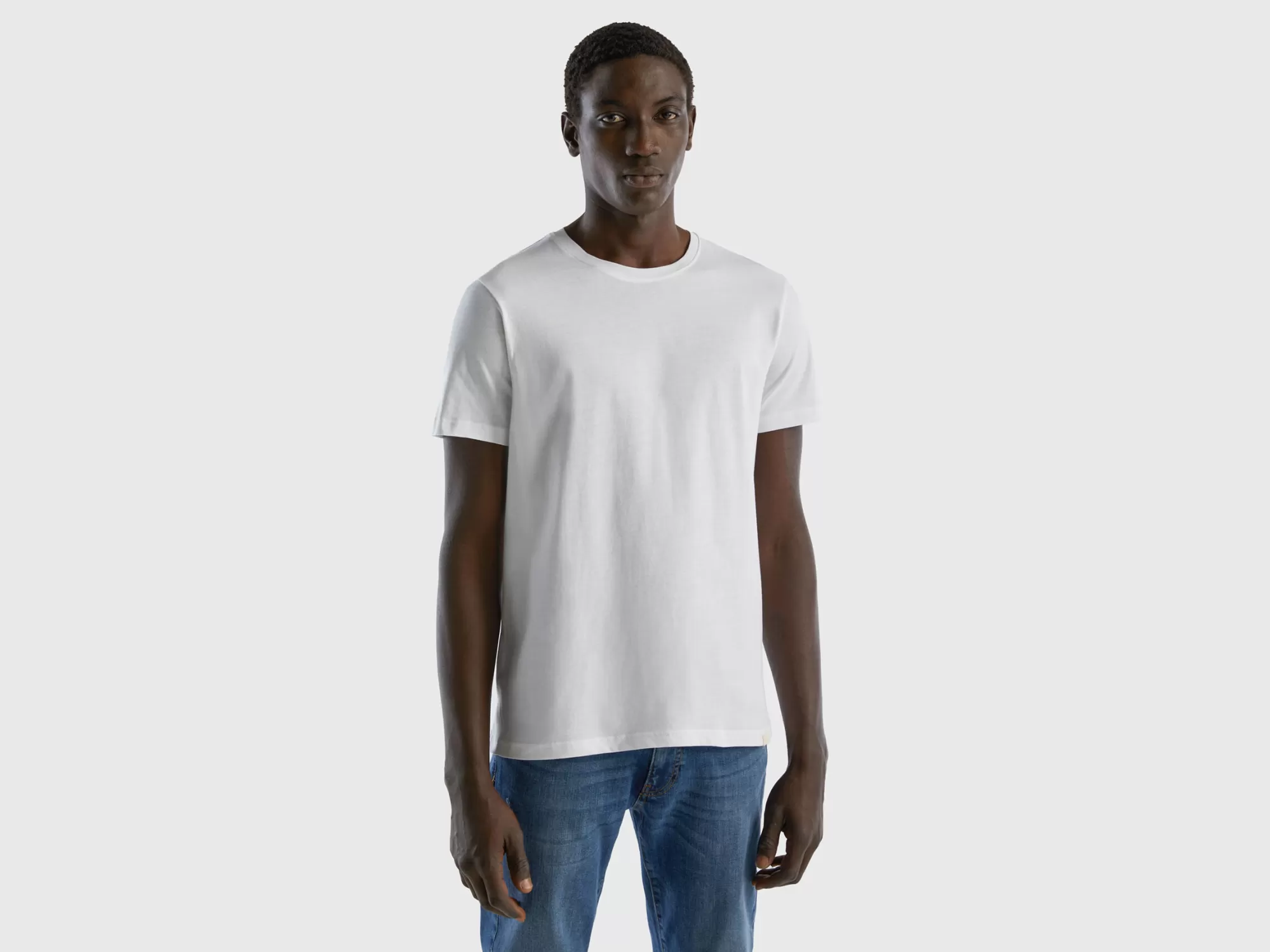 Benetton Camiseta Blanca-Hombre Camisetas