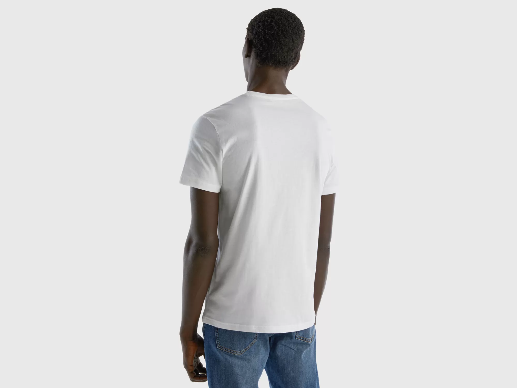 Benetton Camiseta Blanca-Hombre Camisetas