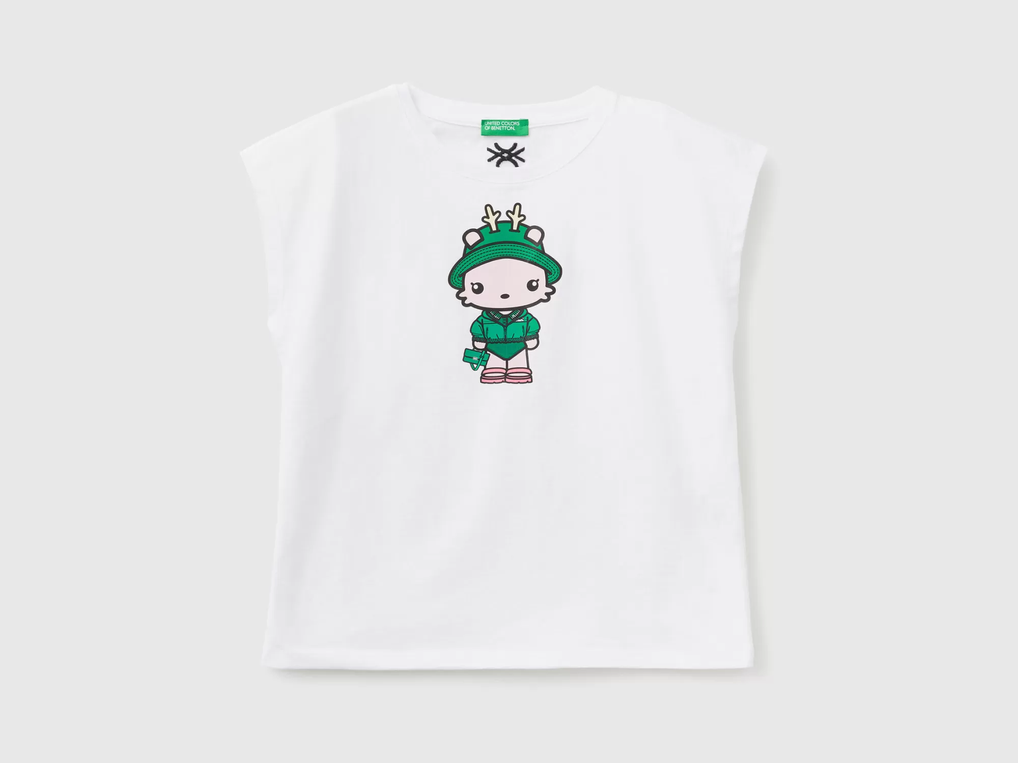 Benetton Camiseta Blanca Be Family-Niños Camisetas Y Camisas