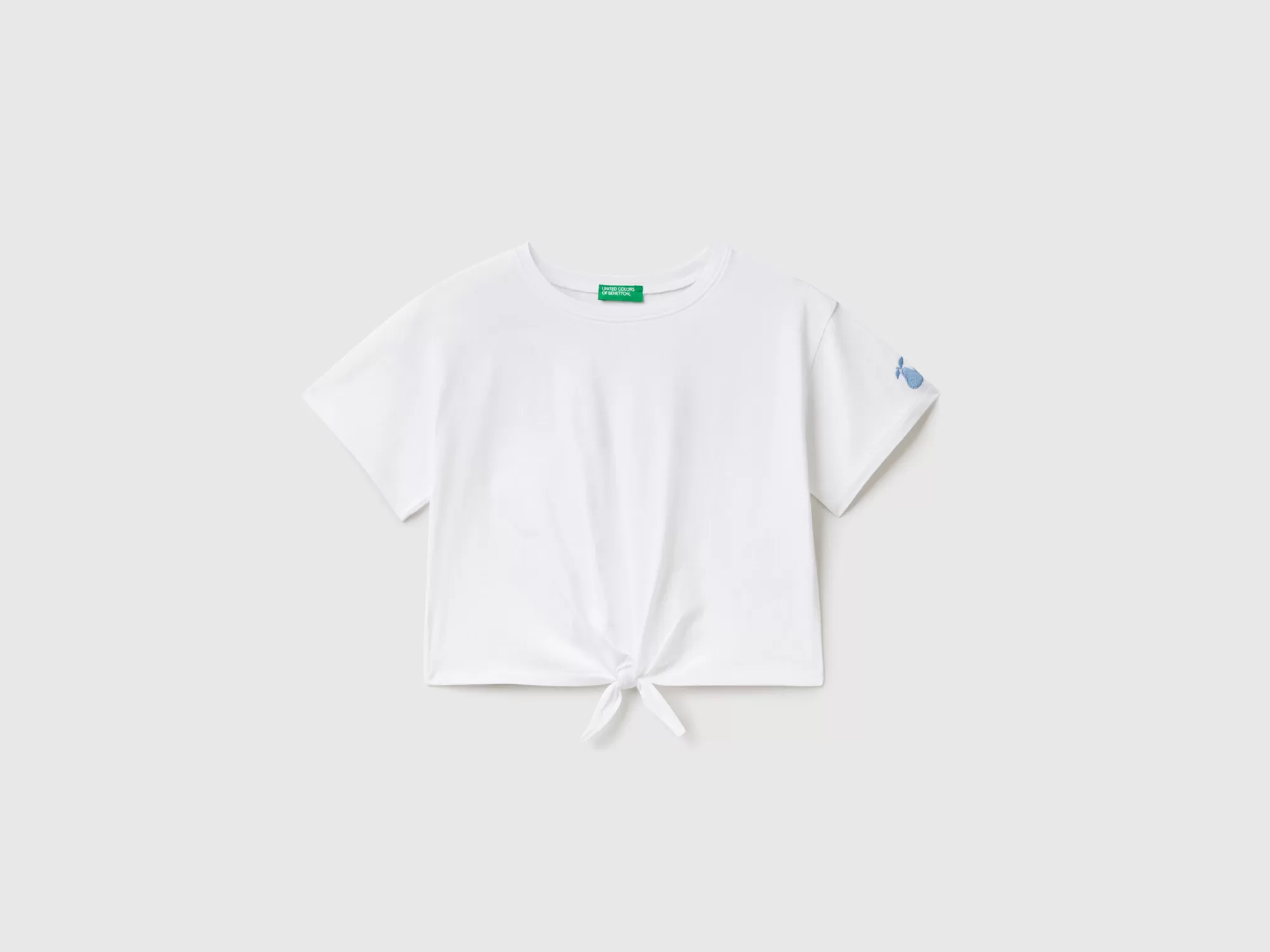 Benetton Camiseta Blanca Con Parche Y Nudo-Niños Camisetas Y Camisas