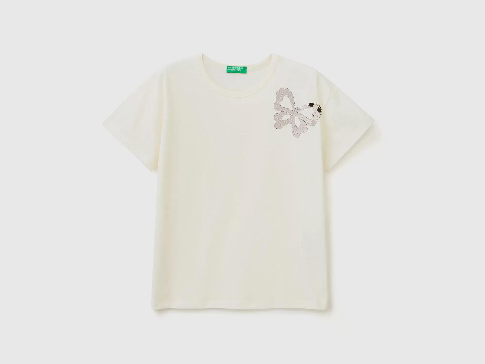 Benetton Camiseta Boxy Fit Con Aplicacion-Niños Camisetas Y Camisas