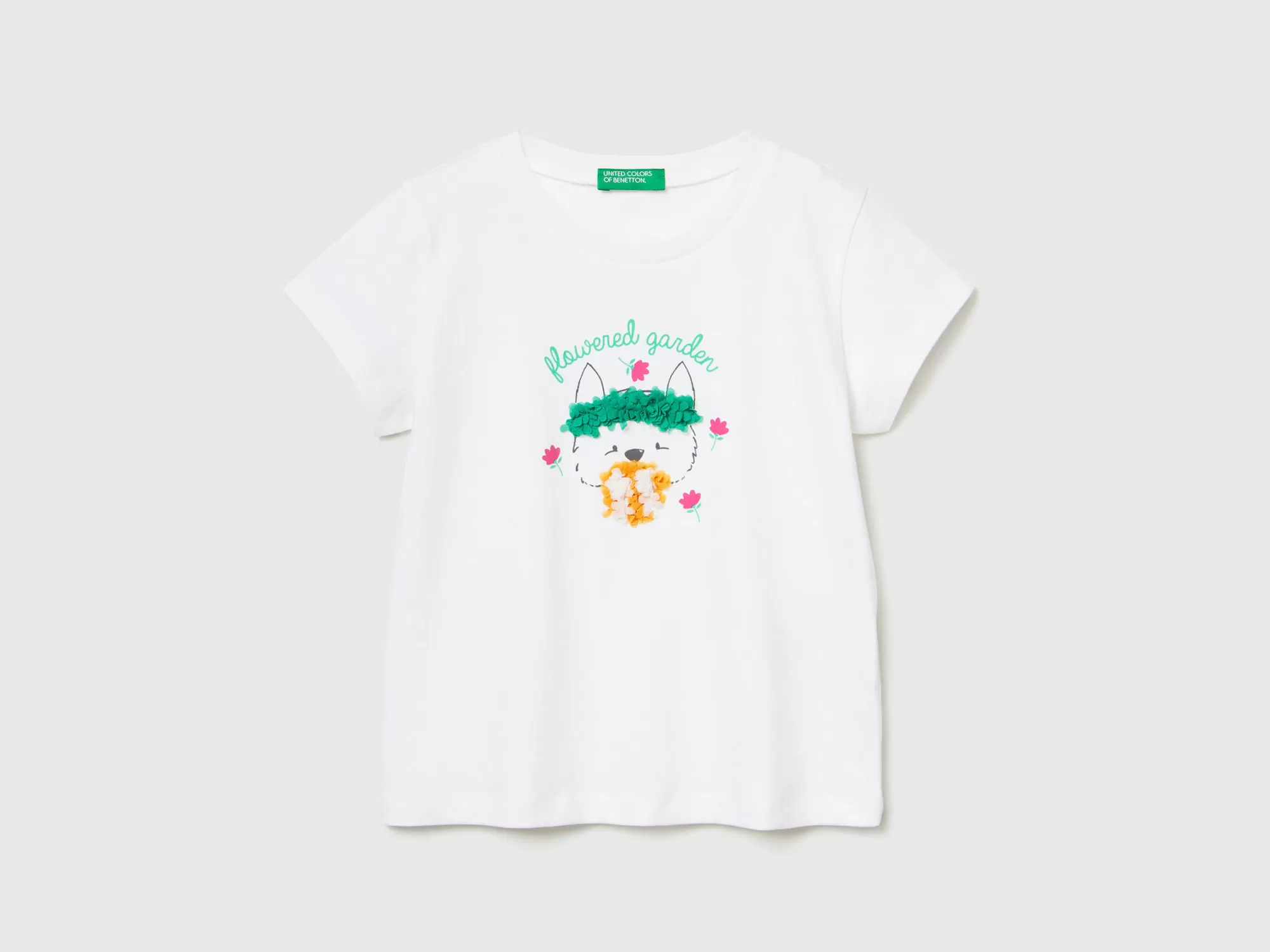 Benetton Camiseta Con Aplicacion De Efecto Petalos-Niños Camisetas Y Camisas