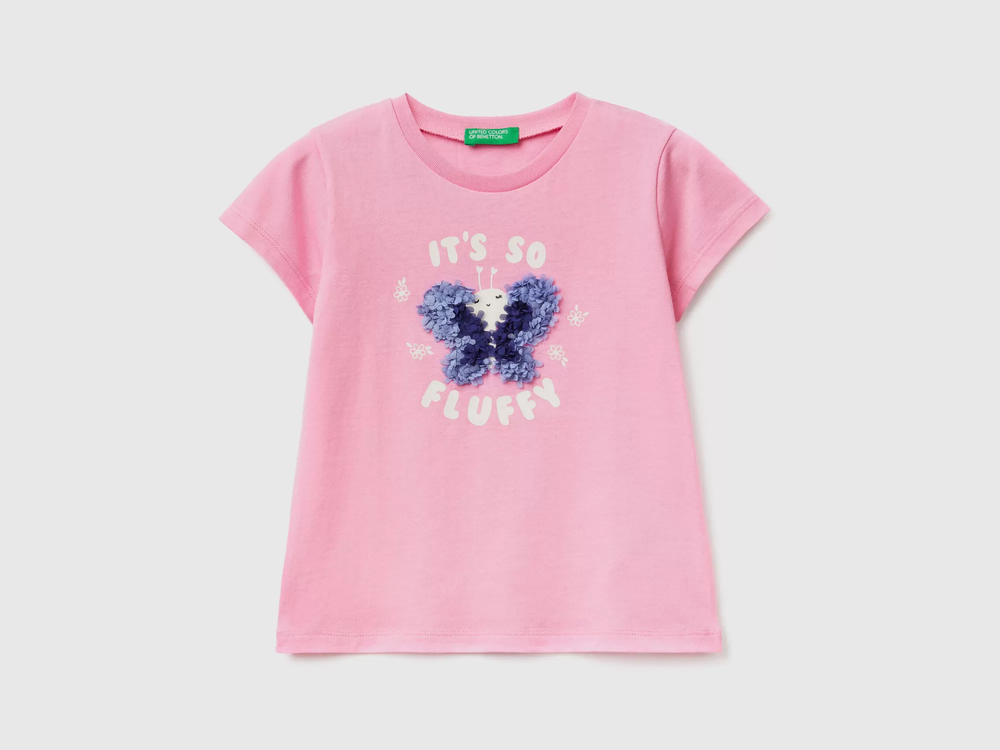 Benetton Camiseta Con Aplicacion De Efecto Petalos-Niños Camisetas Y Camisas