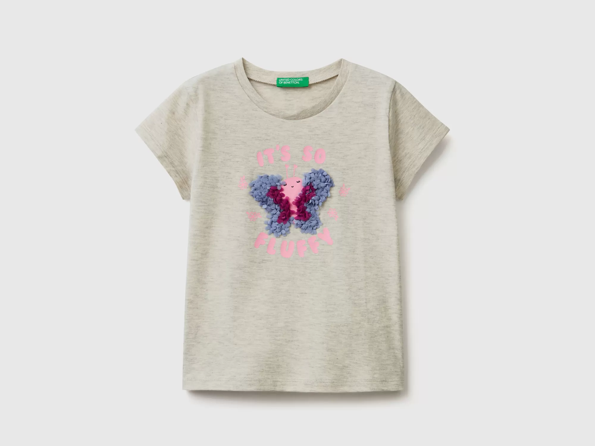 Benetton Camiseta Con Aplicacion De Efecto Petalos-Niños Camisetas Y Camisas