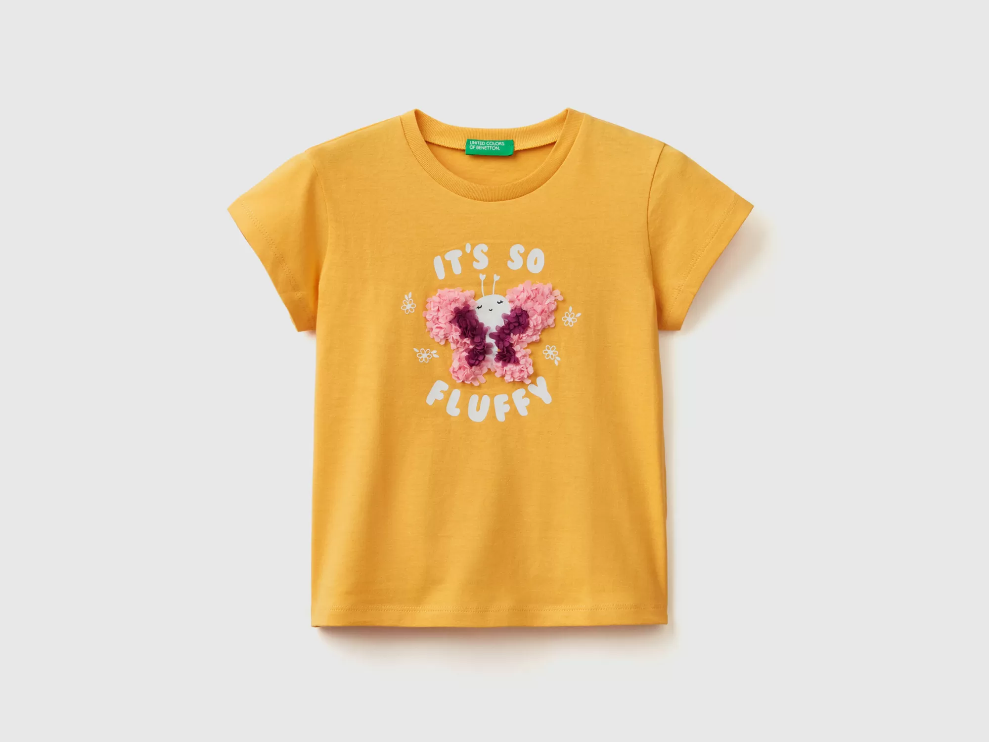 Benetton Camiseta Con Aplicacion De Efecto Petalos-Niños Camisetas Y Camisas