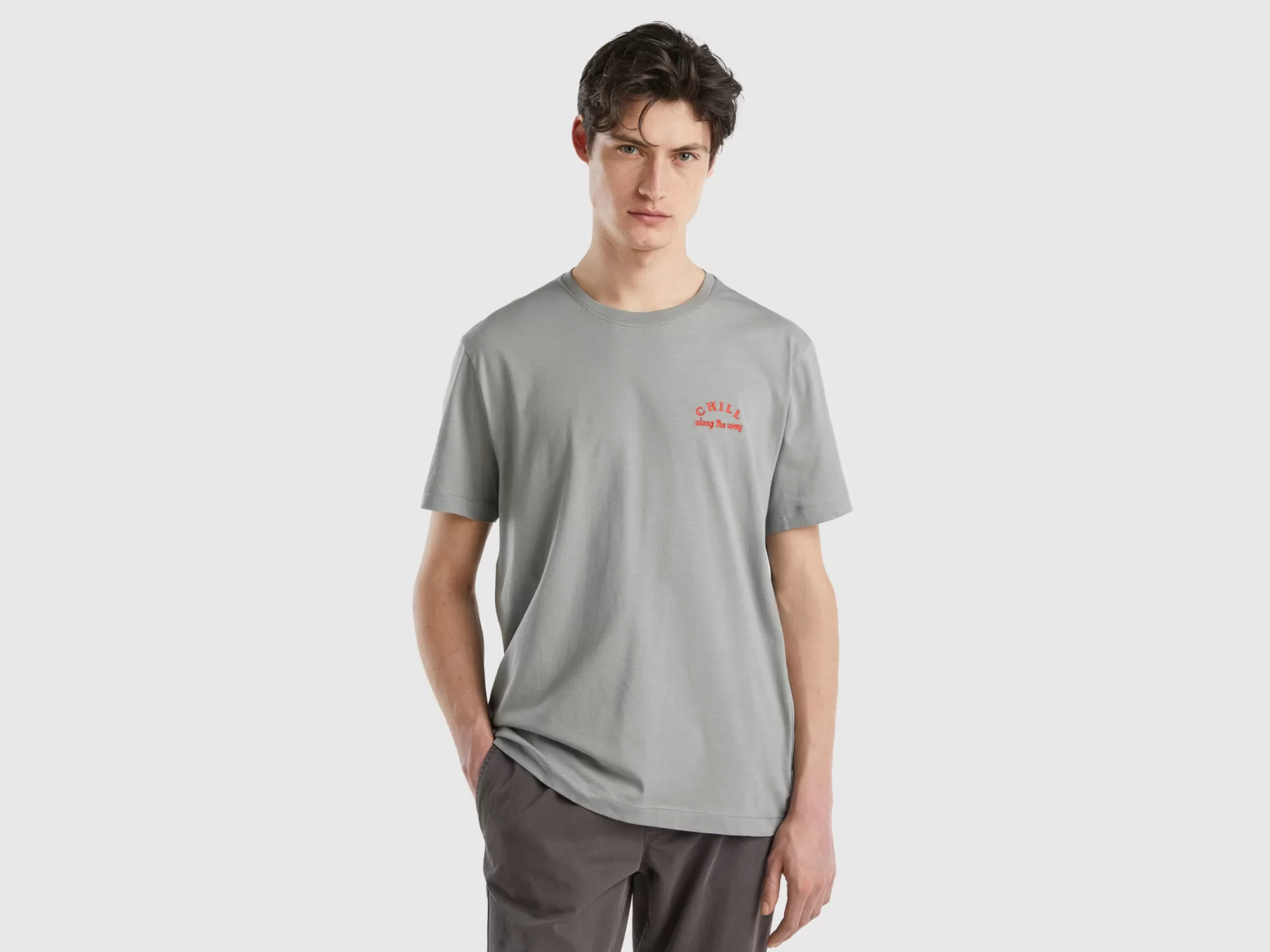 Benetton Camiseta Con Bordado-Hombre Camisetas