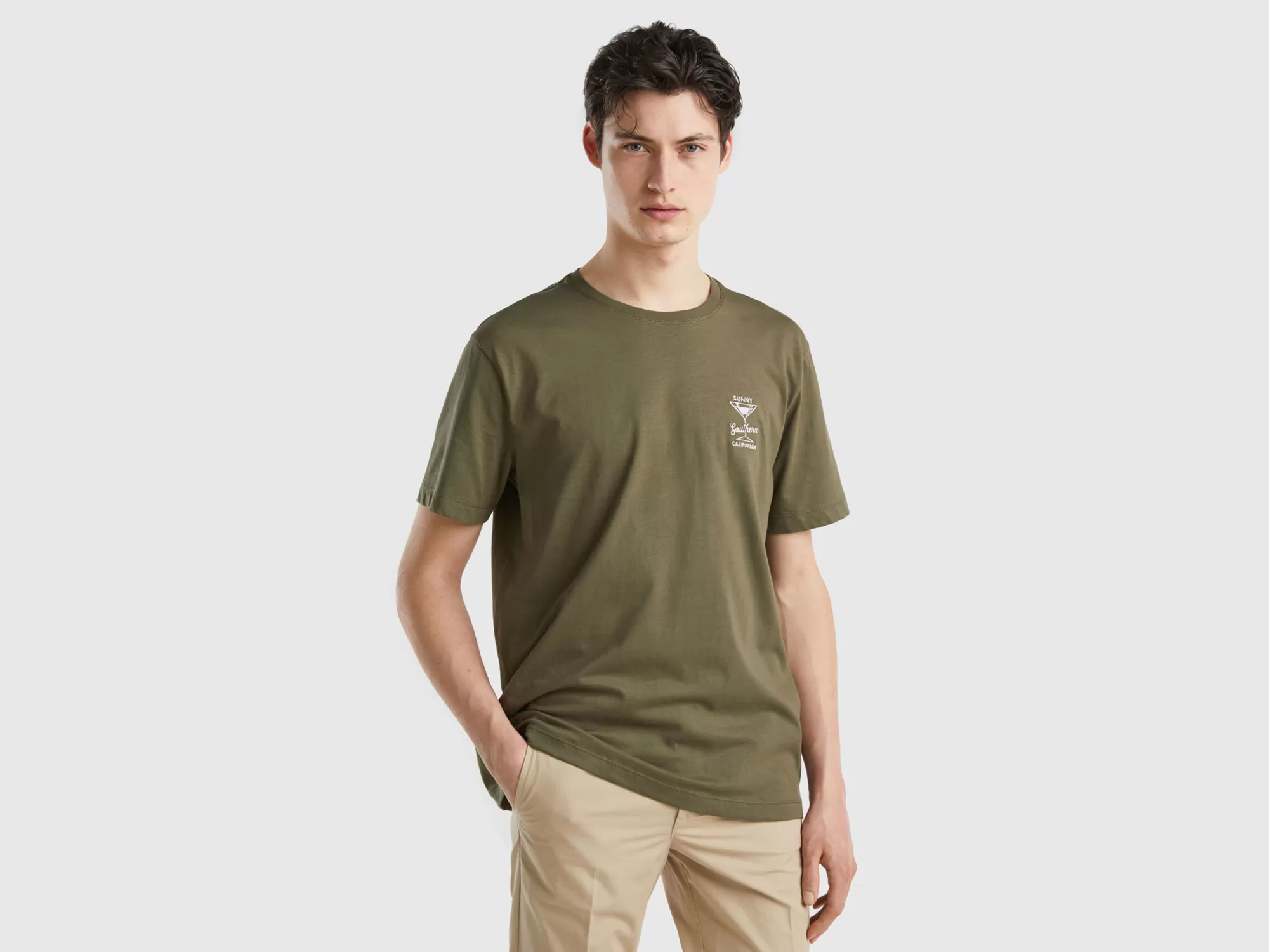 Benetton Camiseta Con Bordado-Hombre Camisetas