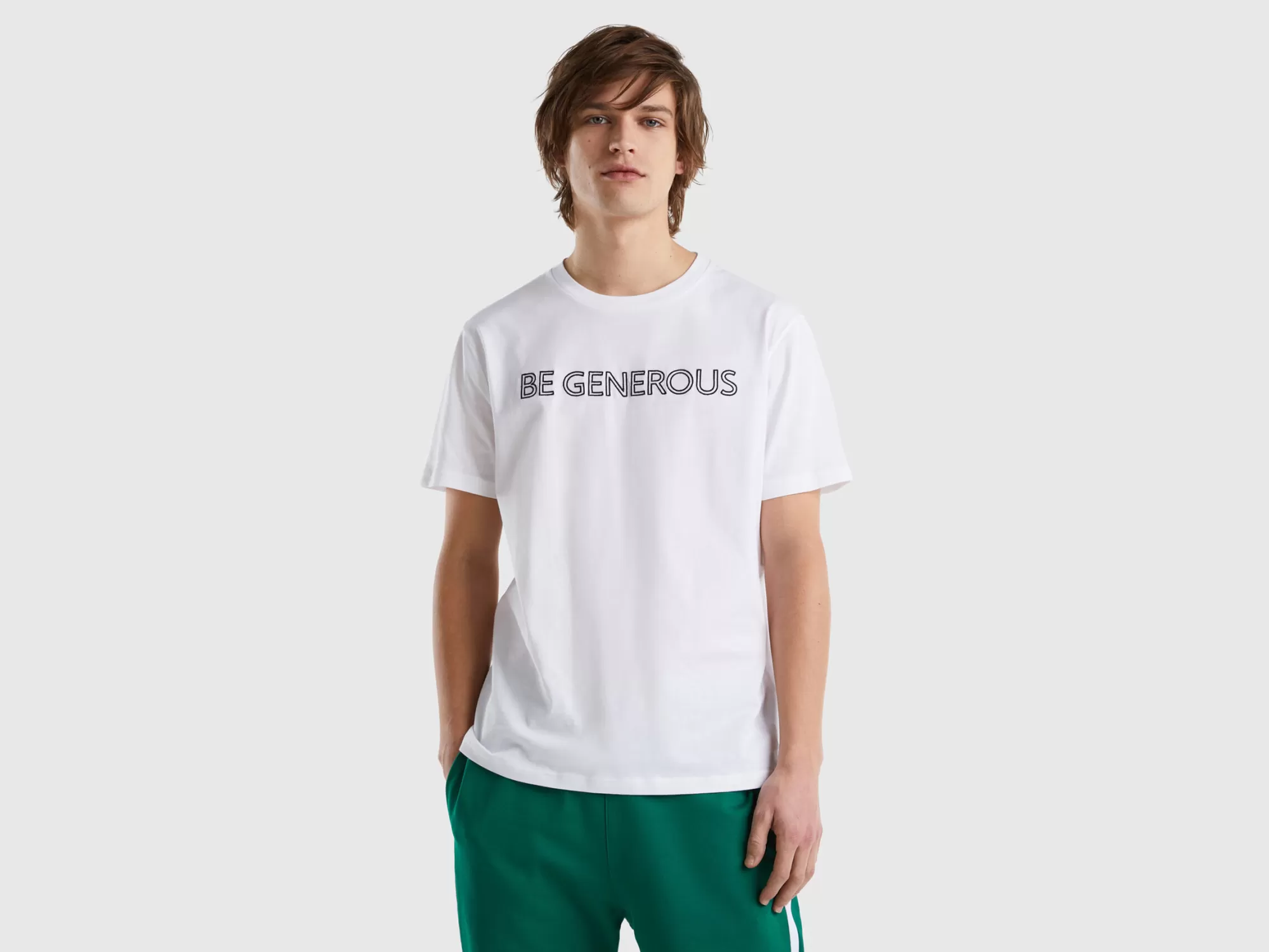 Benetton Camiseta Con Eslogan Bordado-Hombre Camisetas