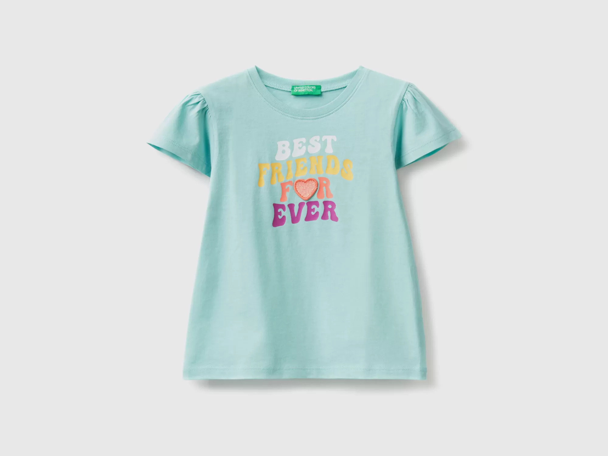 Benetton Camiseta Con Estampado De Glitter Y Parche-Niños Camisetas Y Camisas