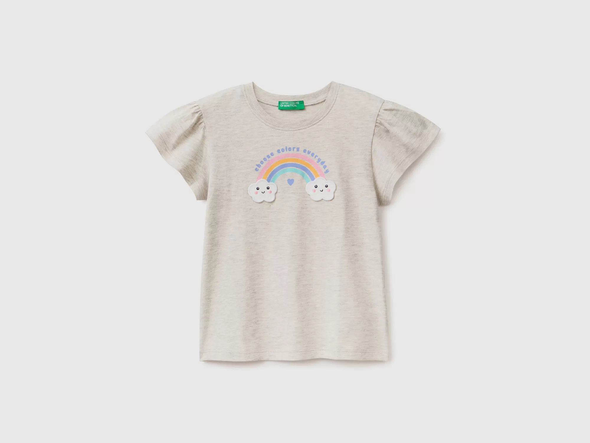 Benetton Camiseta Con Estampado De Glitter Y Parche-Niños Camisetas Y Camisas