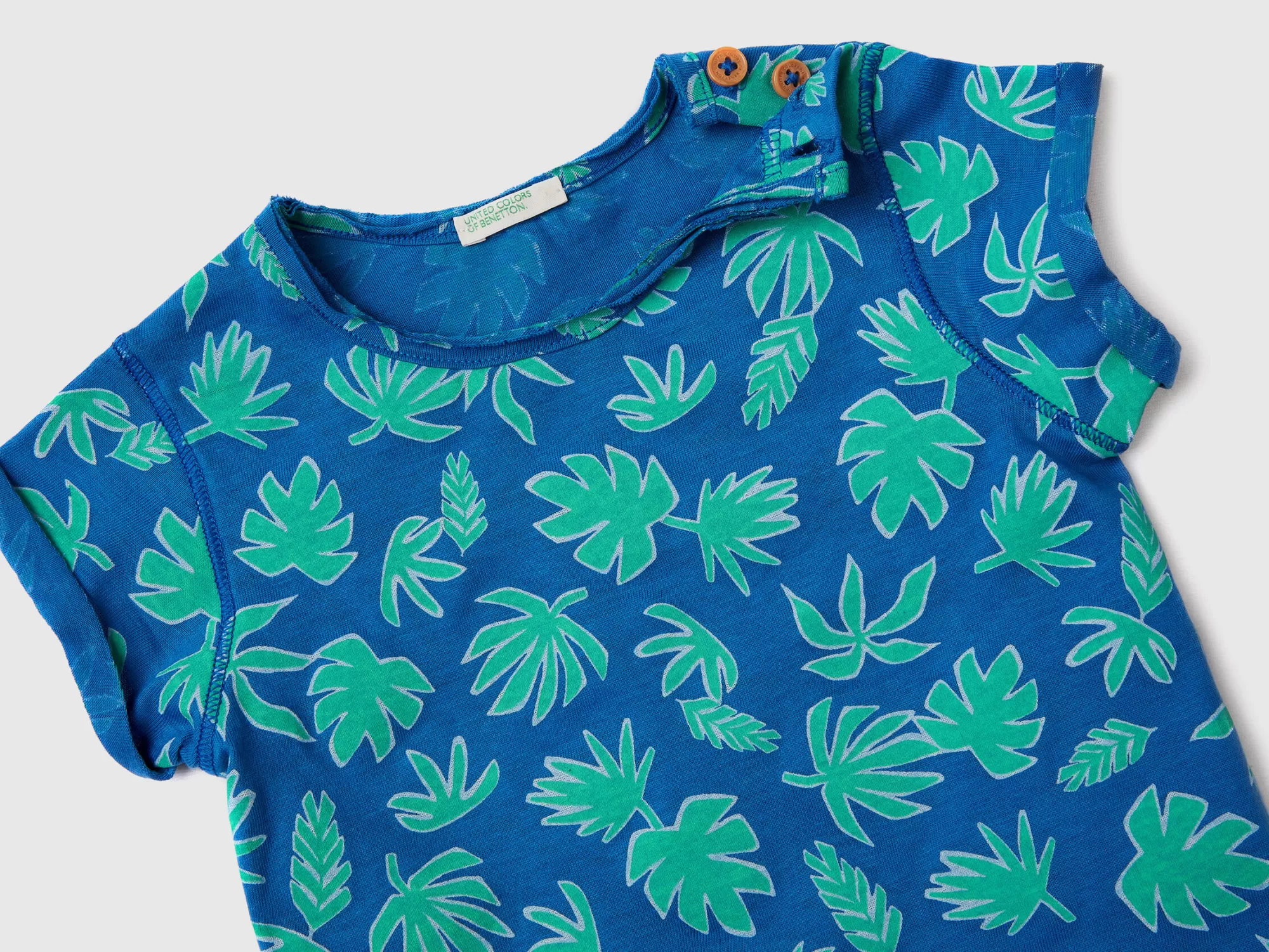 Benetton Camiseta Con Estampado Tropical-Niños Sudaderas Y Camisetas