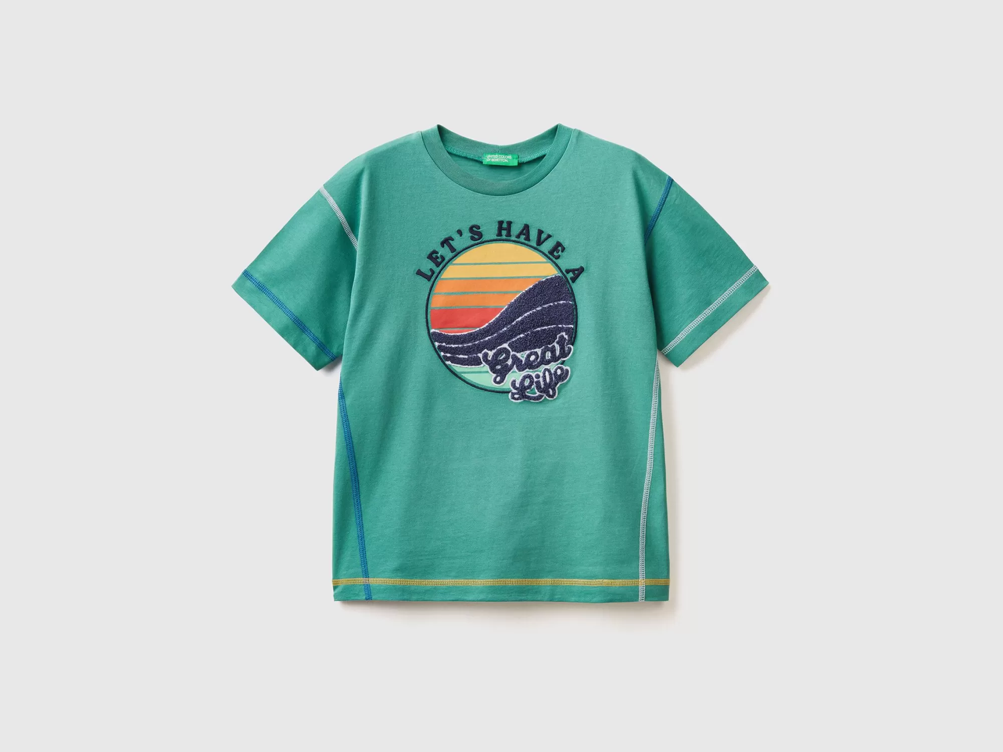 Benetton Camiseta Con Estampado Y Bordado-Niños Camisetas Y Camisas