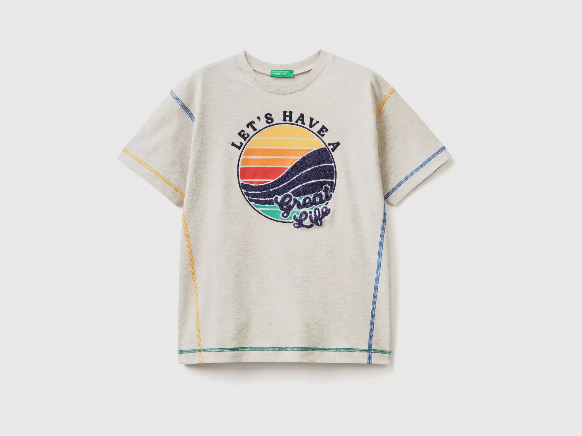 Benetton Camiseta Con Estampado Y Bordado-Niños Camisetas Y Camisas