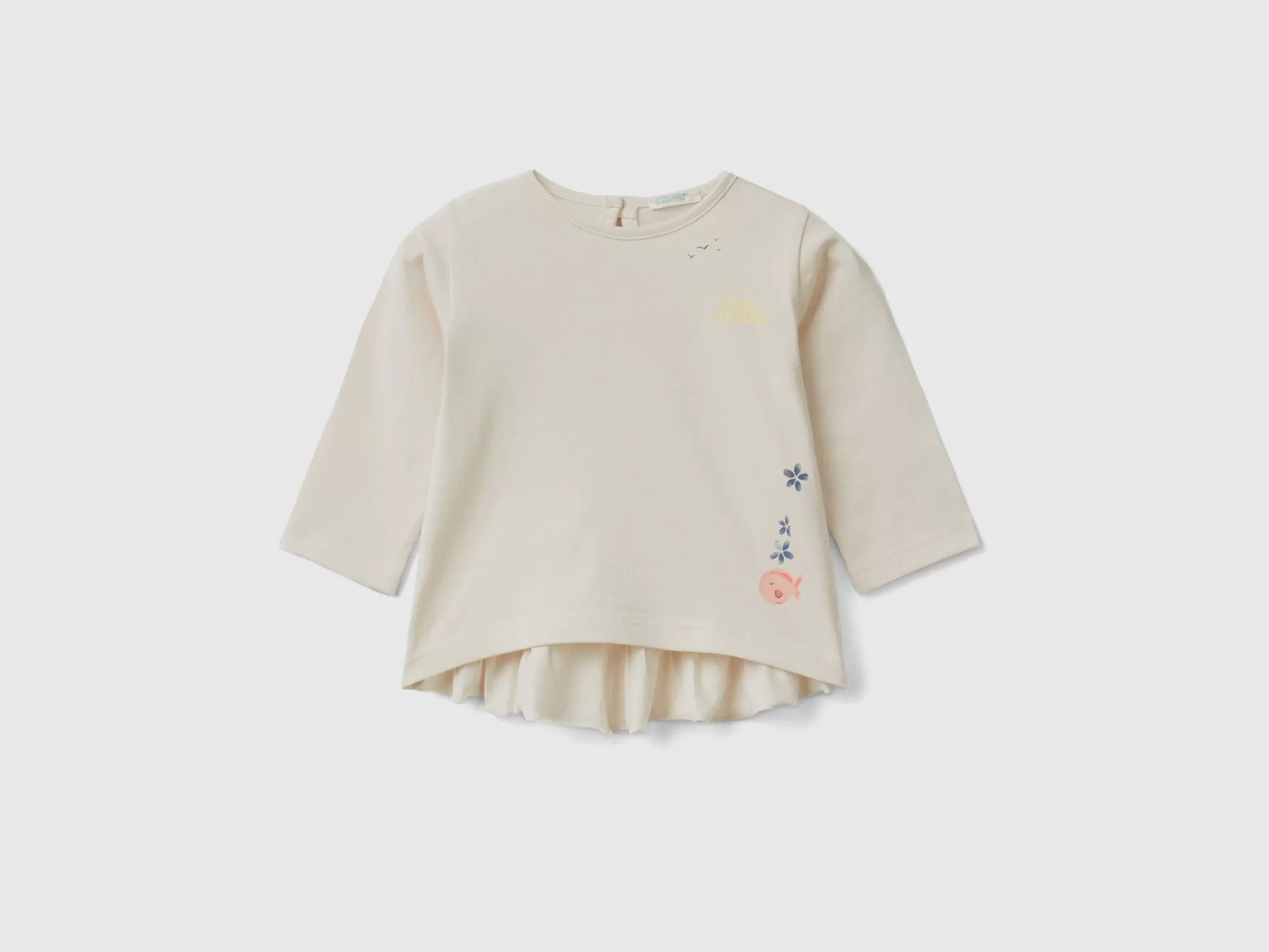 Benetton Camiseta Con Estampado Y Volantes-Niños Sudaderas Y Camisetas