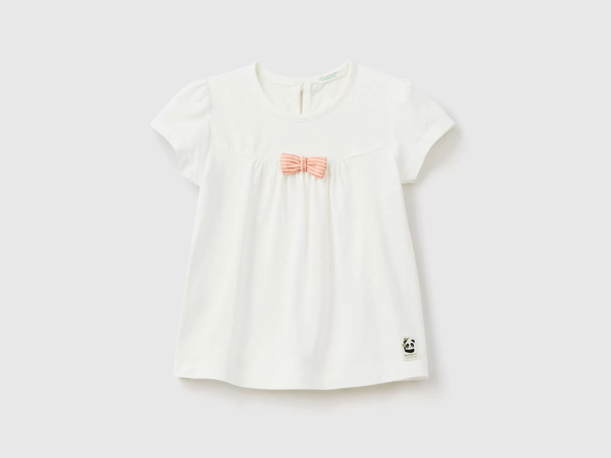 Benetton Camiseta Con Lazo De Rayas-Niños Vestidos De Algodón Organico