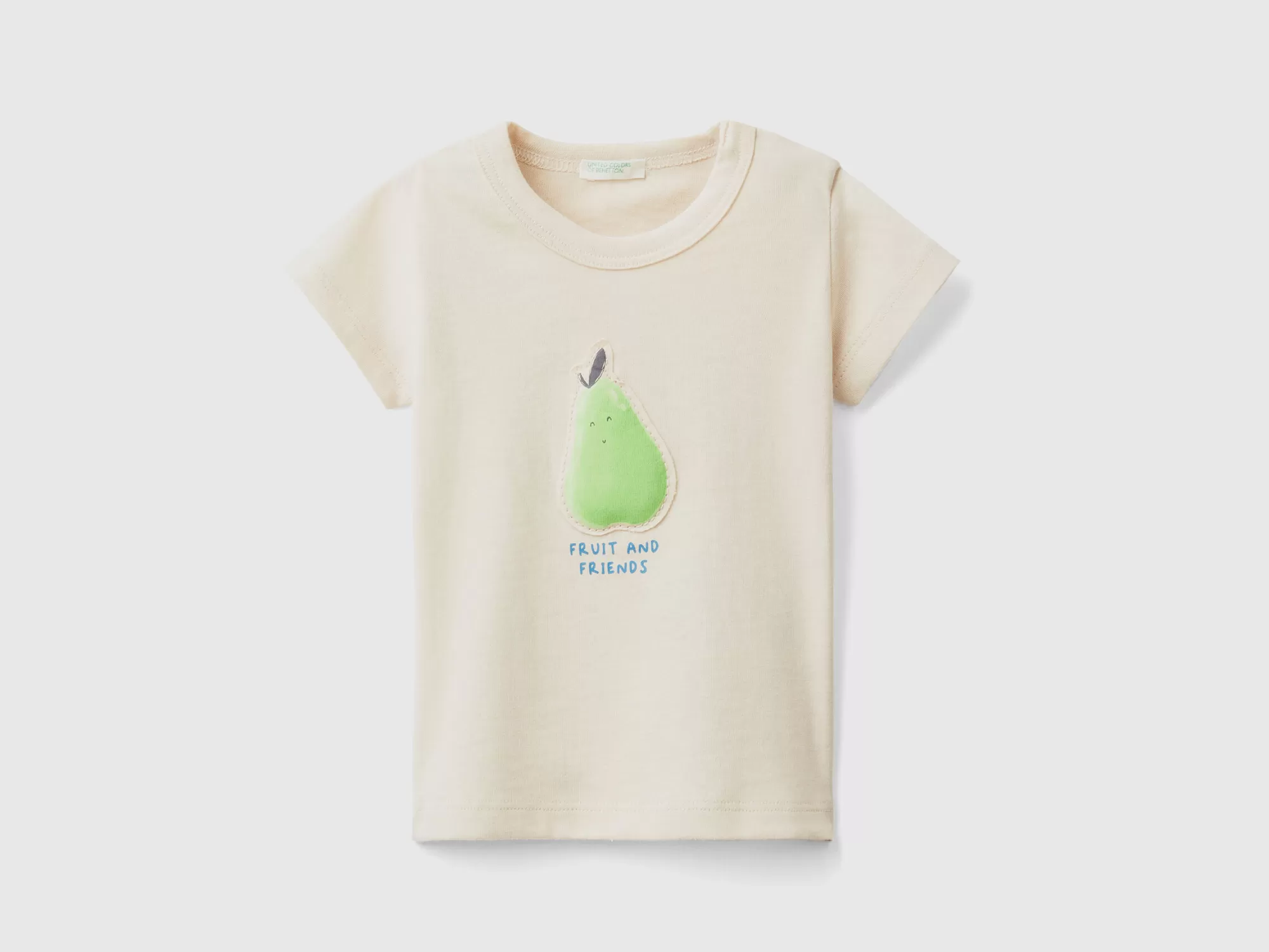 Benetton Camiseta Con Parche Y Estampado-Niños Vestidos De Algodón Organico