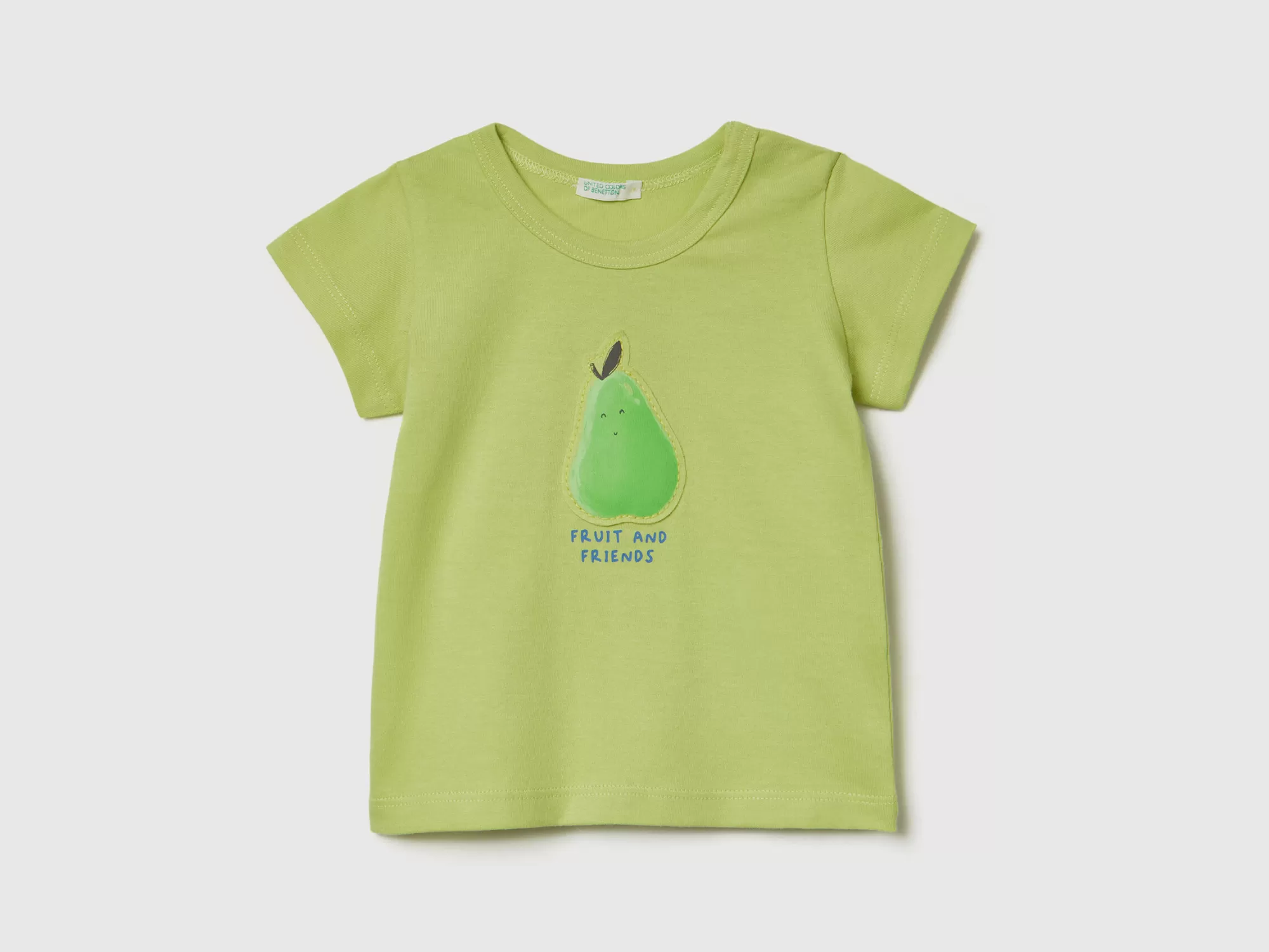 Benetton Camiseta Con Parche Y Estampado-Niños Vestidos De Algodón Organico