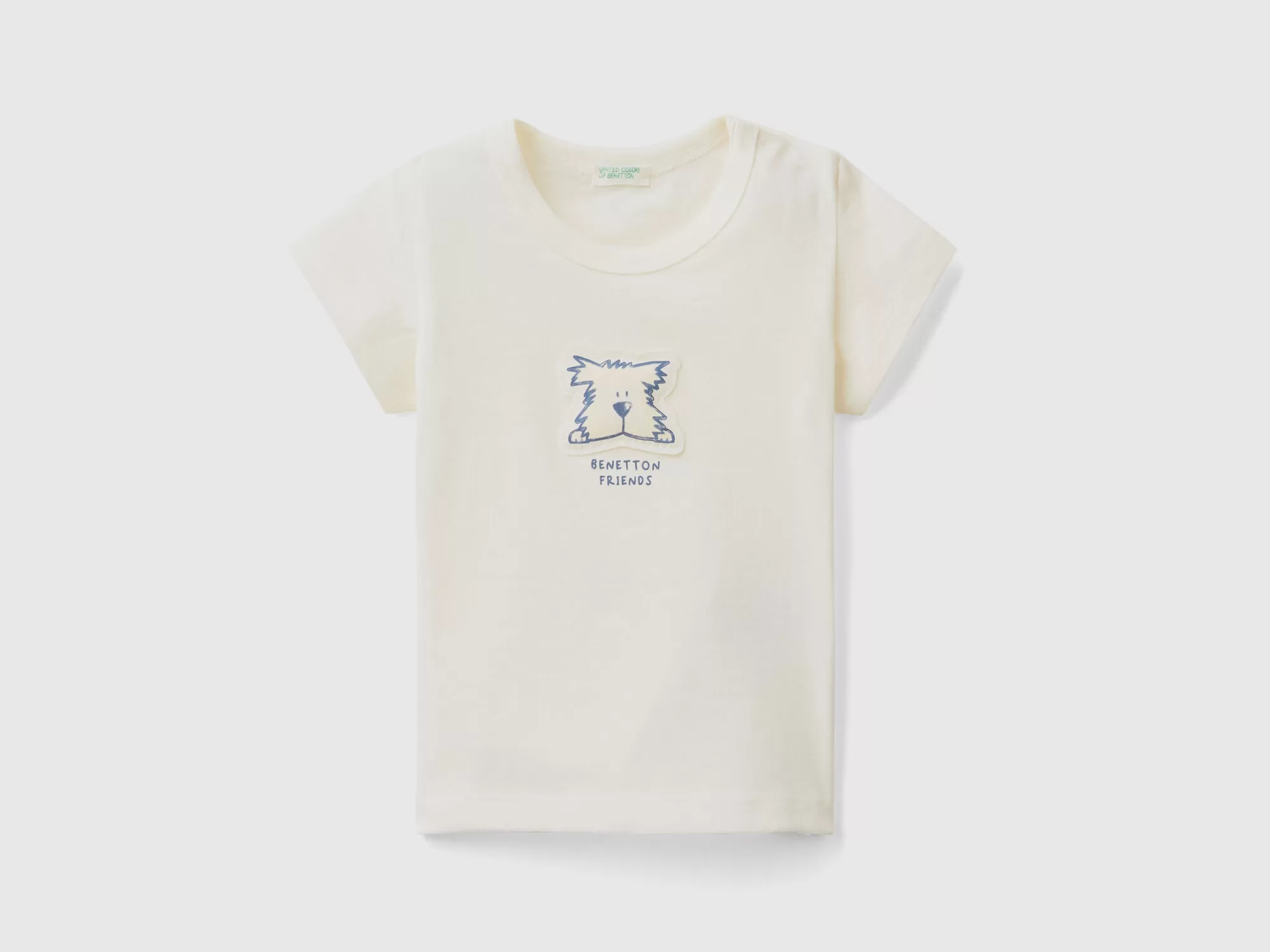 Benetton Camiseta Con Parche Y Estampado-Niños Vestidos De Algodón Organico