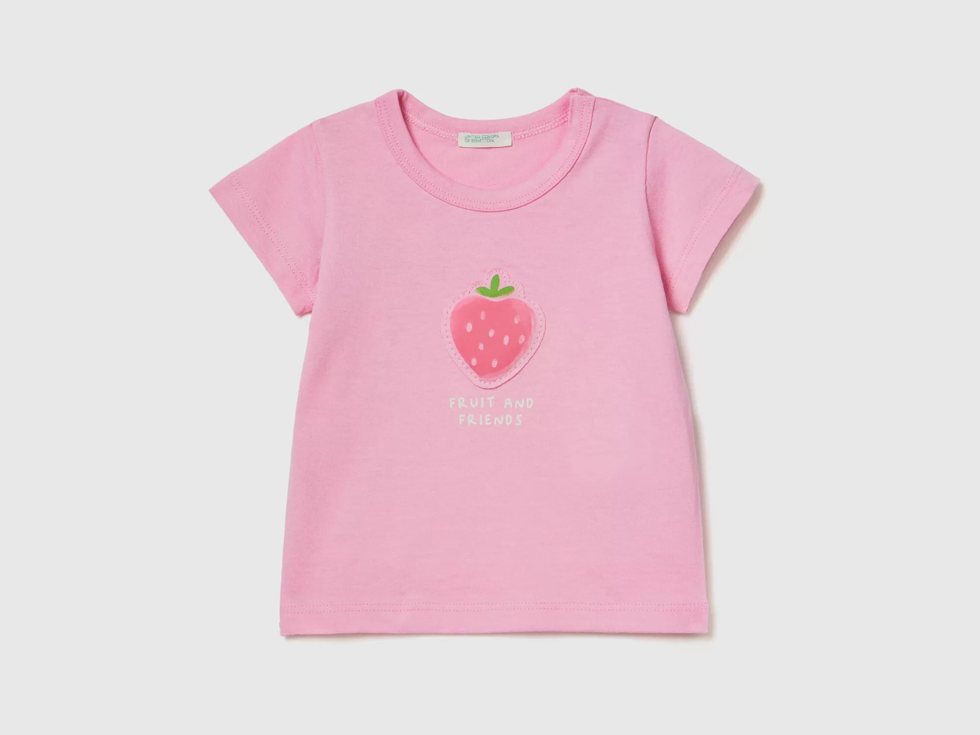 Benetton Camiseta Con Parche Y Estampado-Niños Vestidos De Algodón Organico