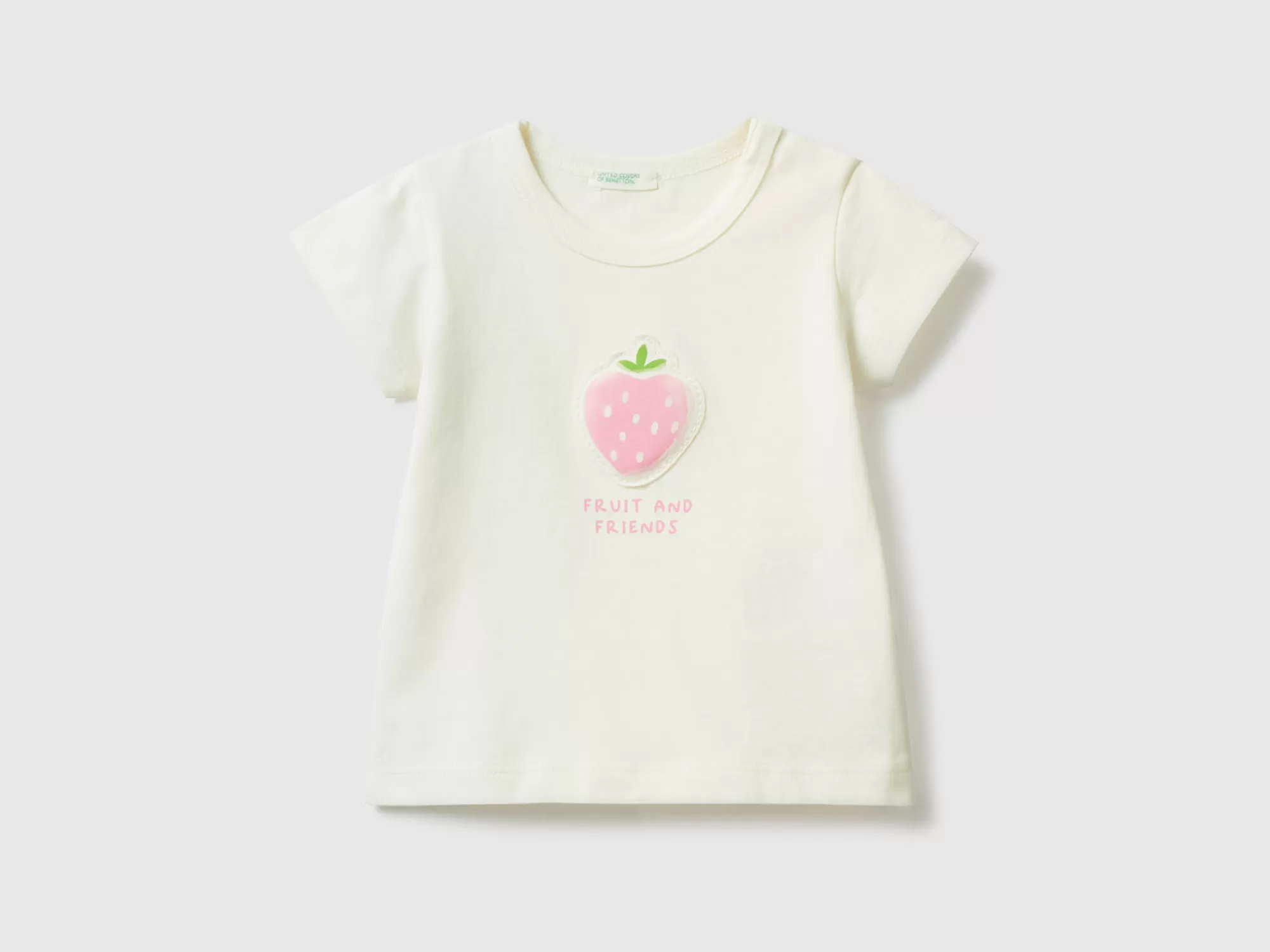 Benetton Camiseta Con Parche Y Estampado-Niños Vestidos De Algodón Organico