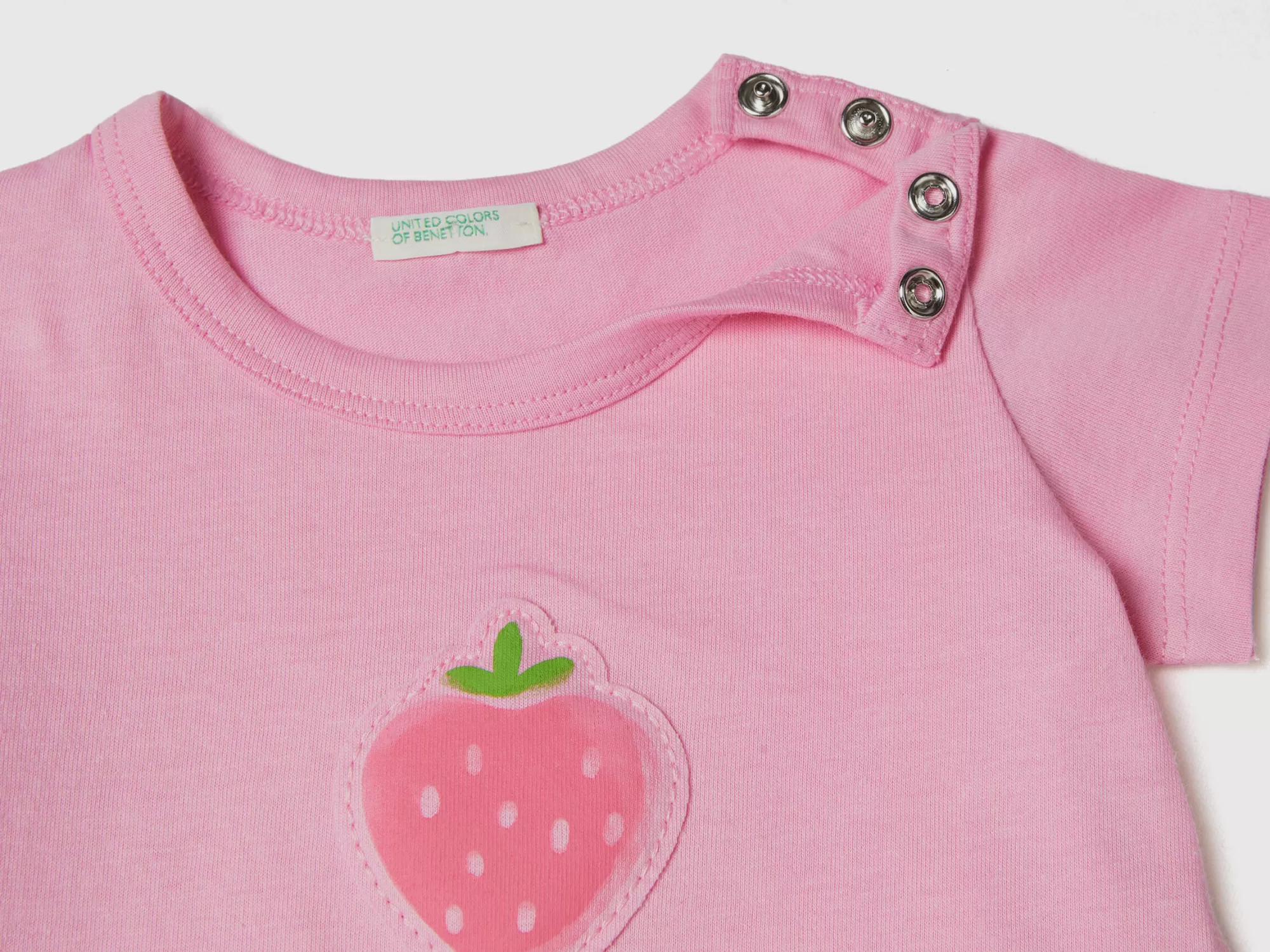 Benetton Camiseta Con Parche Y Estampado-Niños Vestidos De Algodón Organico