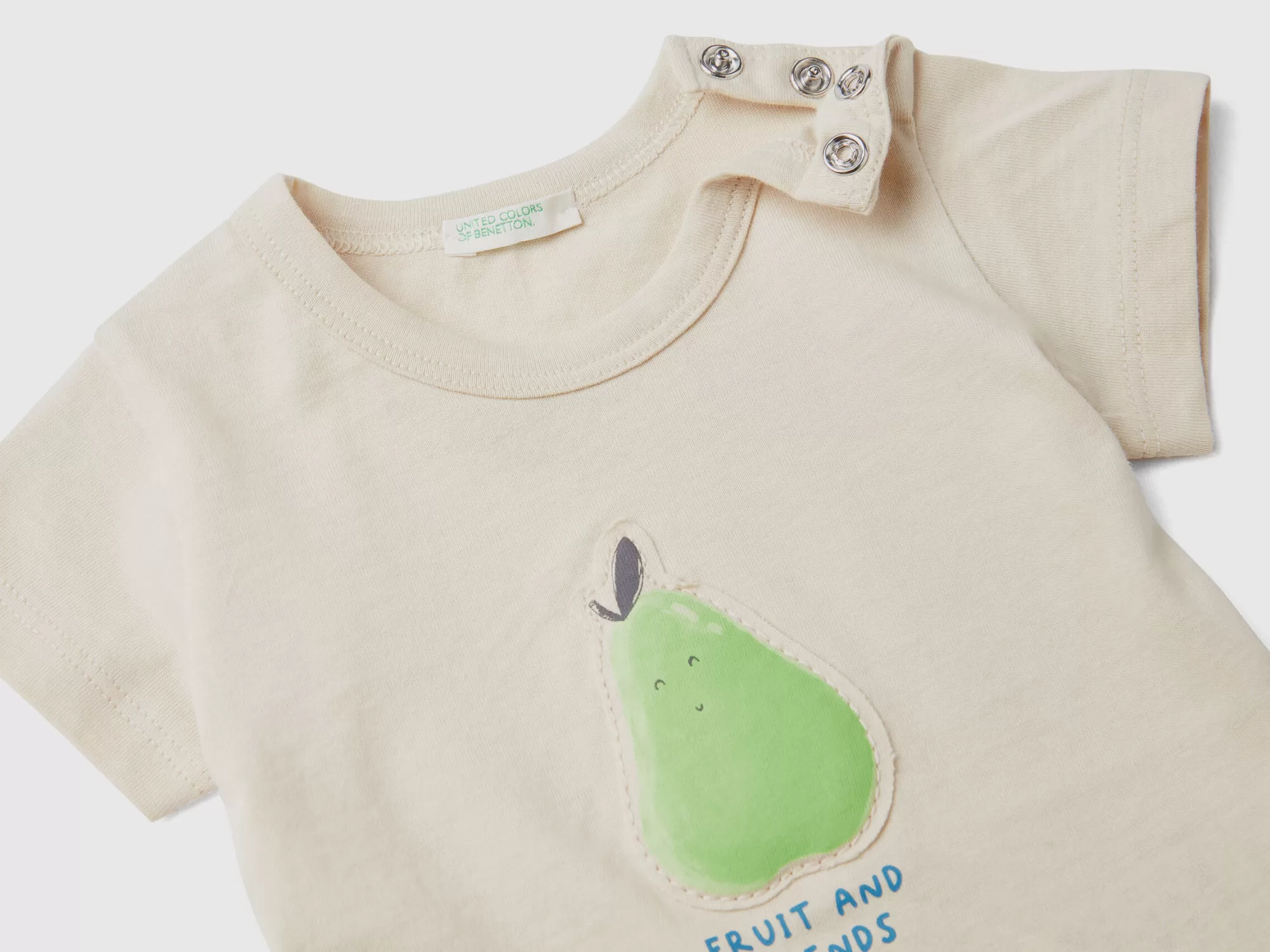 Benetton Camiseta Con Parche Y Estampado-Niños Vestidos De Algodón Organico