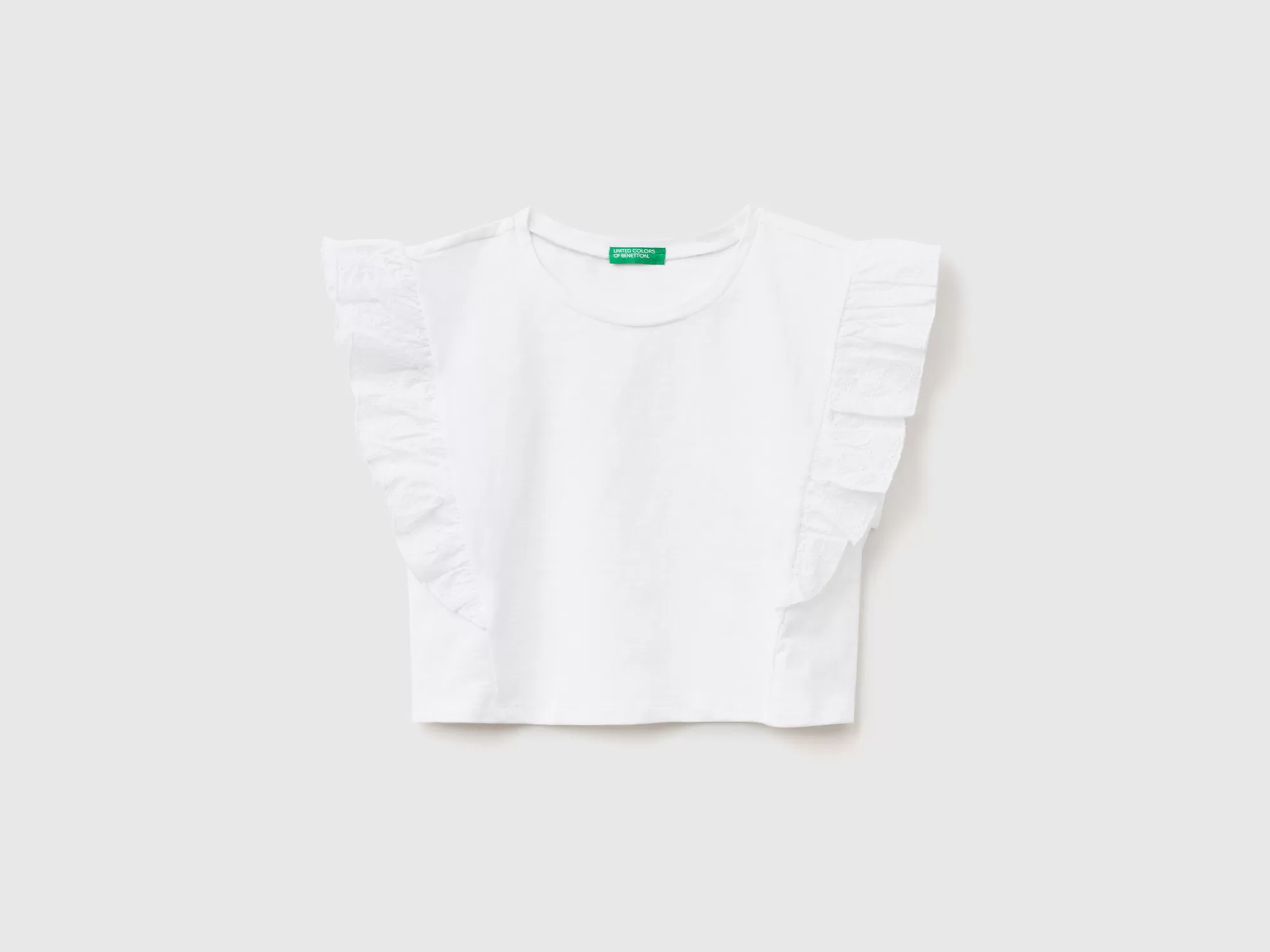 Benetton Camiseta Con Volantes De Encaje Suizo-Niños Camisetas Y Camisas