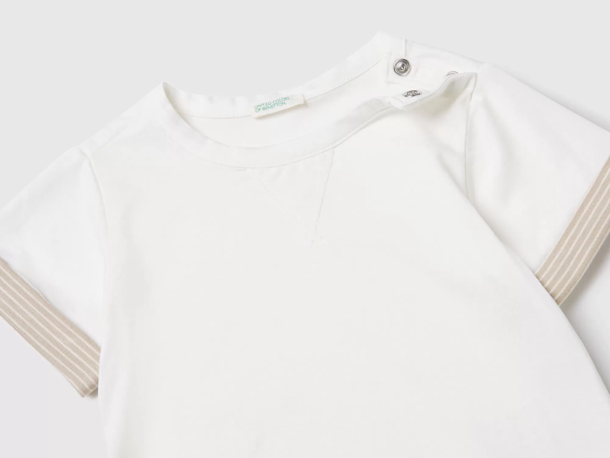 Benetton Camiseta Con Vuelta De Rayas-Niños Vestidos De Algodón Organico