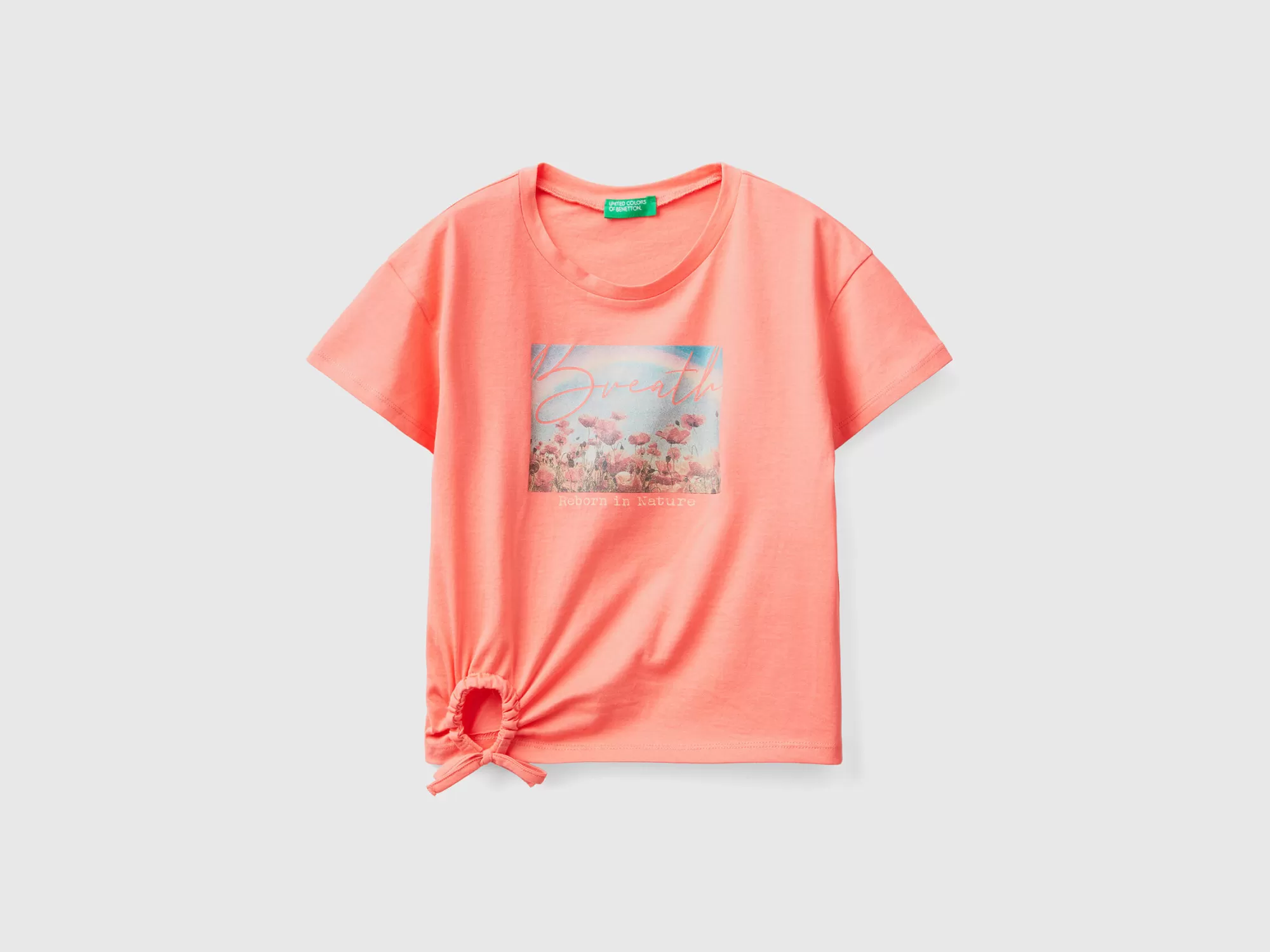 Benetton Camiseta Cropped Con Estampado Y Glitter-Niños Camisetas Y Camisas