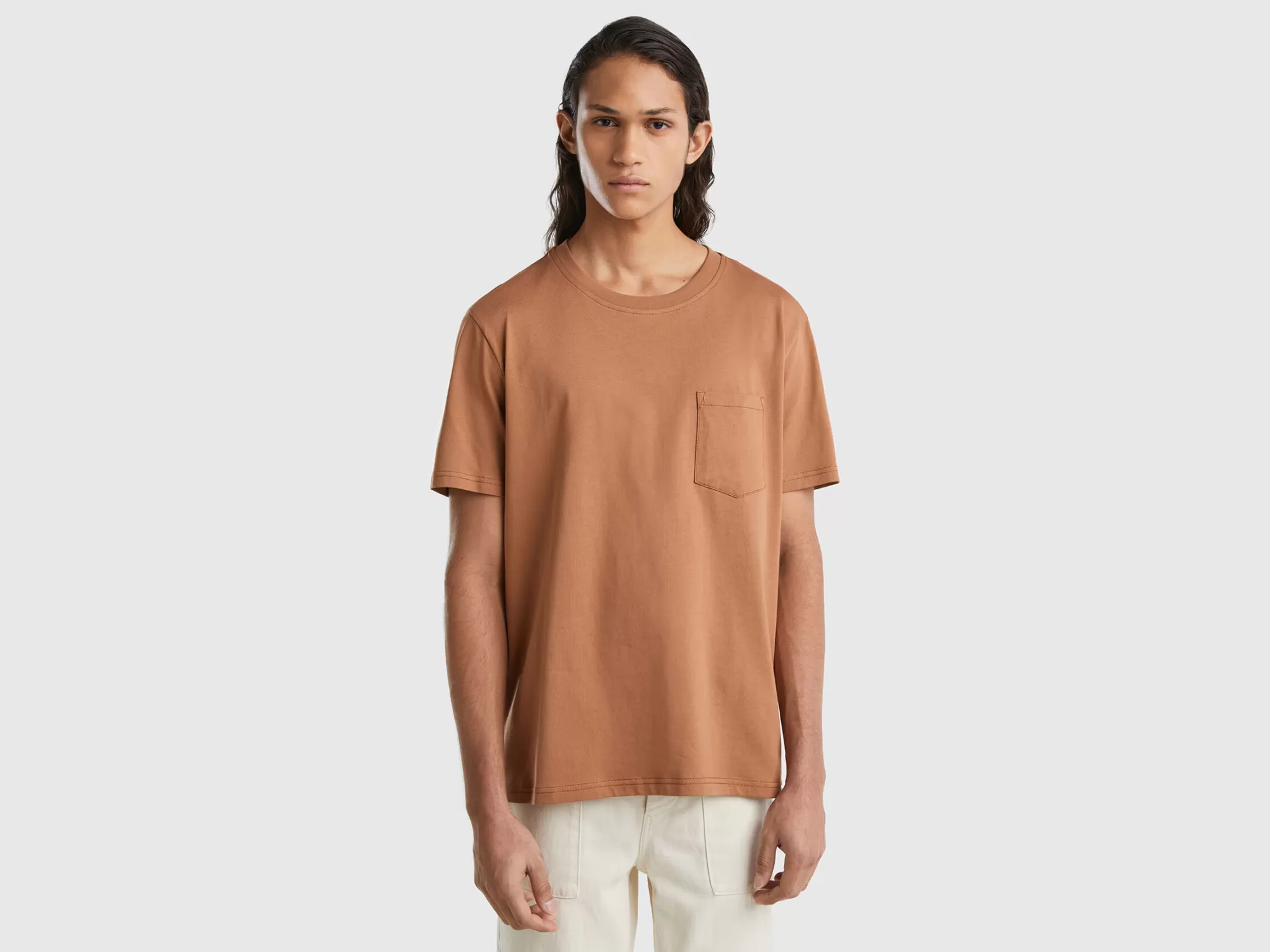 Benetton Camiseta De 100 % Algodón Con Bolsillo-Hombre Camisetas