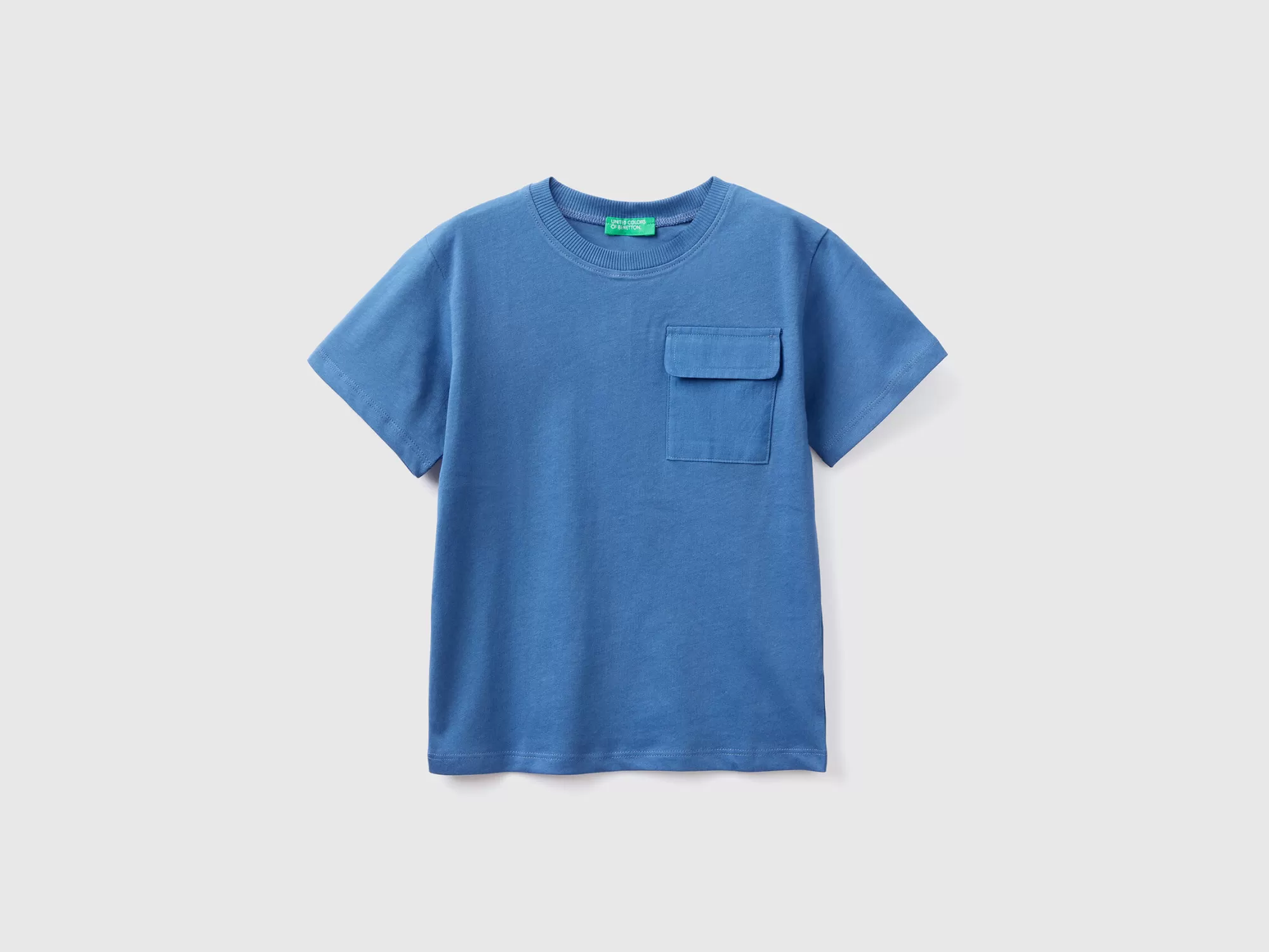 Benetton Camiseta De 100 % Algodón Con Bolsillo-Niños Camisetas Y Camisas