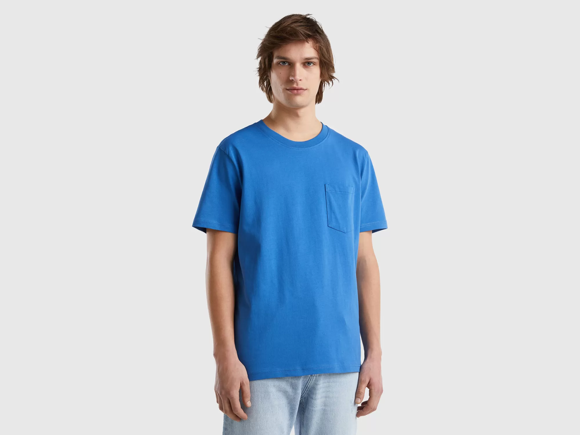 Benetton Camiseta De 100 % Algodón Con Bolsillo-Hombre Camisetas